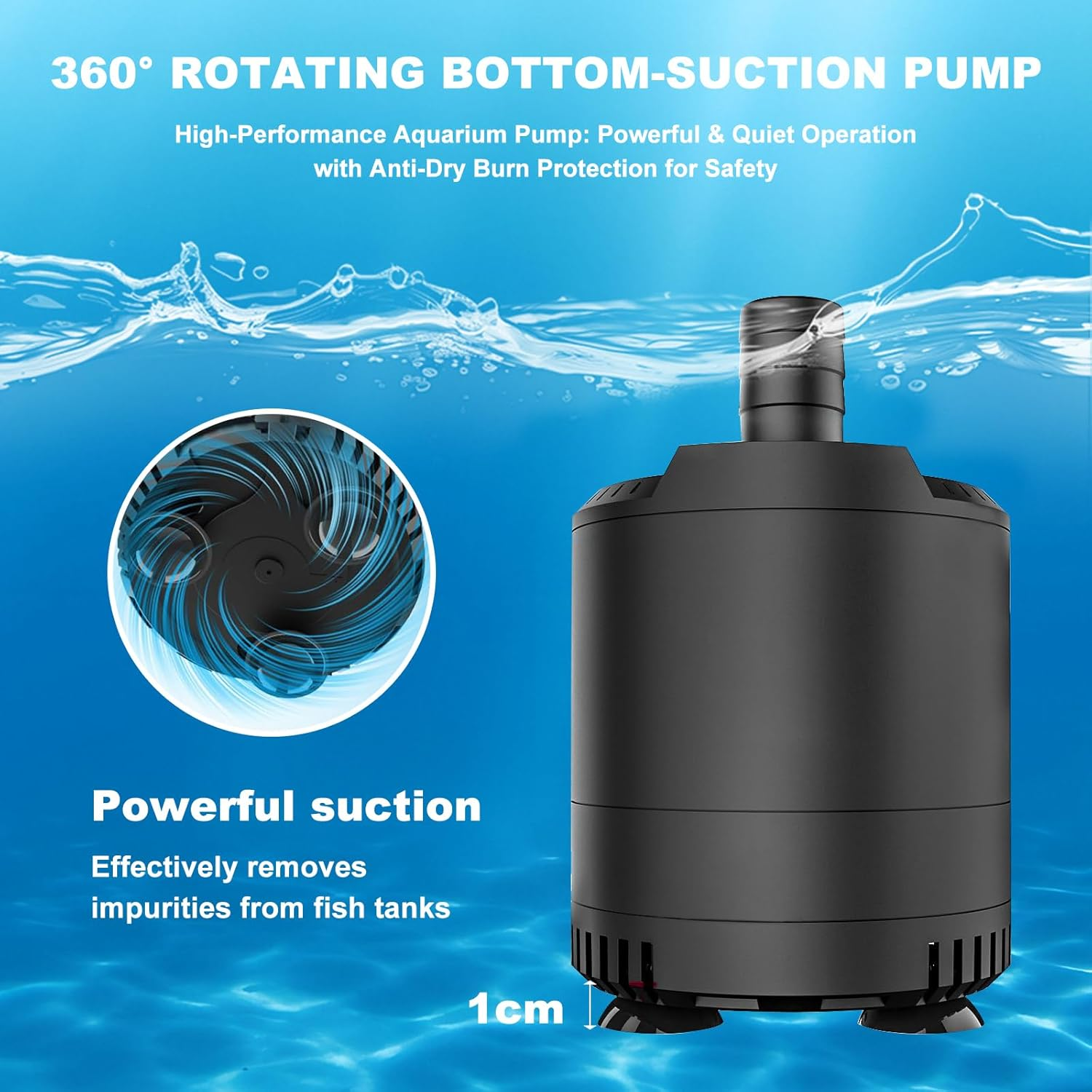 Aquarium Submersible Pump 211 GPH(800L/H), Aquarium Water Pump, Adjustable Water Flow, Quiet Operation, for Fish Tanks, Ponds, Aquariums, Statues, Hydroponic Greens. image number 2