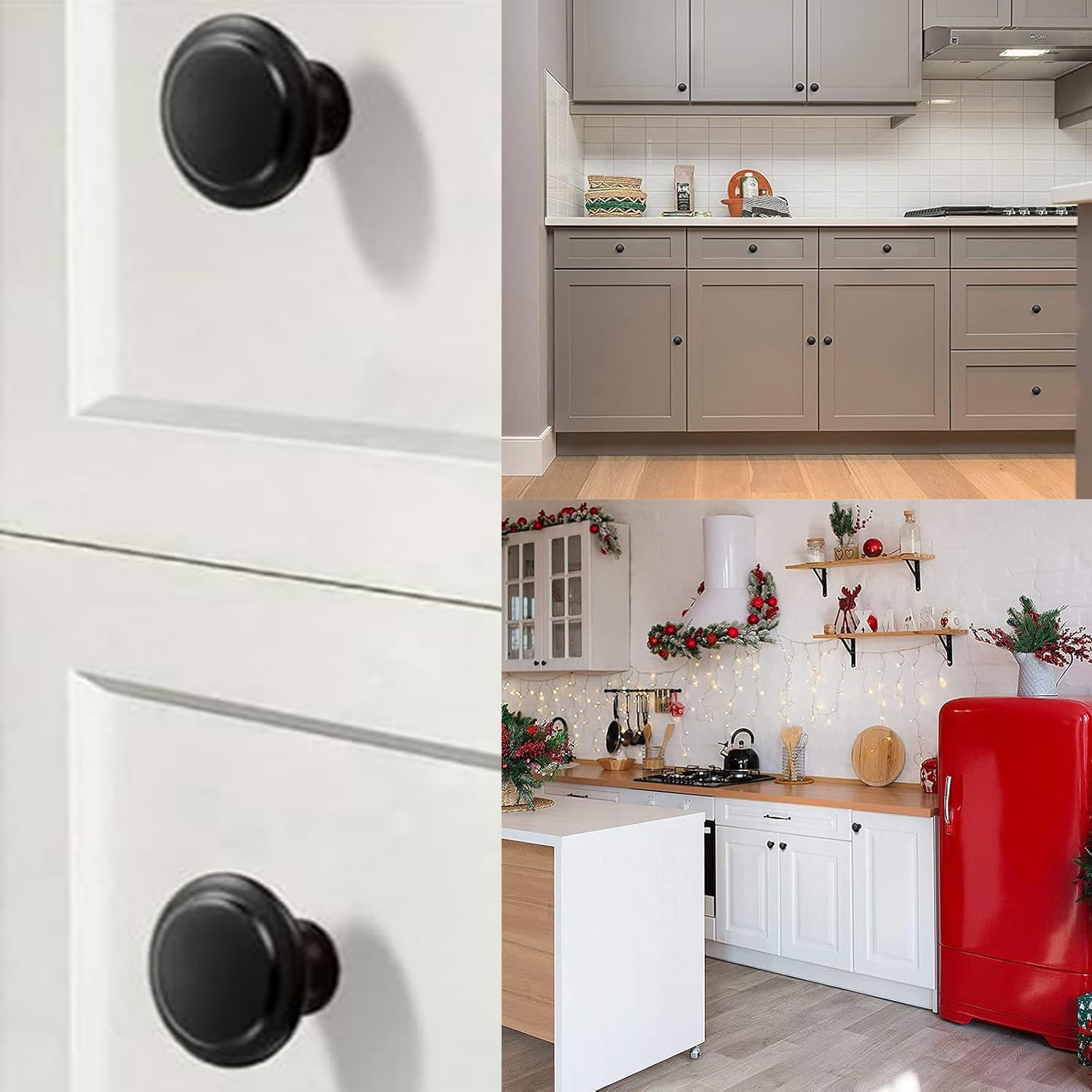 Paifencodill 20 PCS Vintage Cabinet Knobs, Chic Drawer Handles, Antique Kitchen Cupboard Handles, 30Mm round Furniture Door Knob, Black Draw Pulls and Knobs Drawer Handles with Screws image number 1