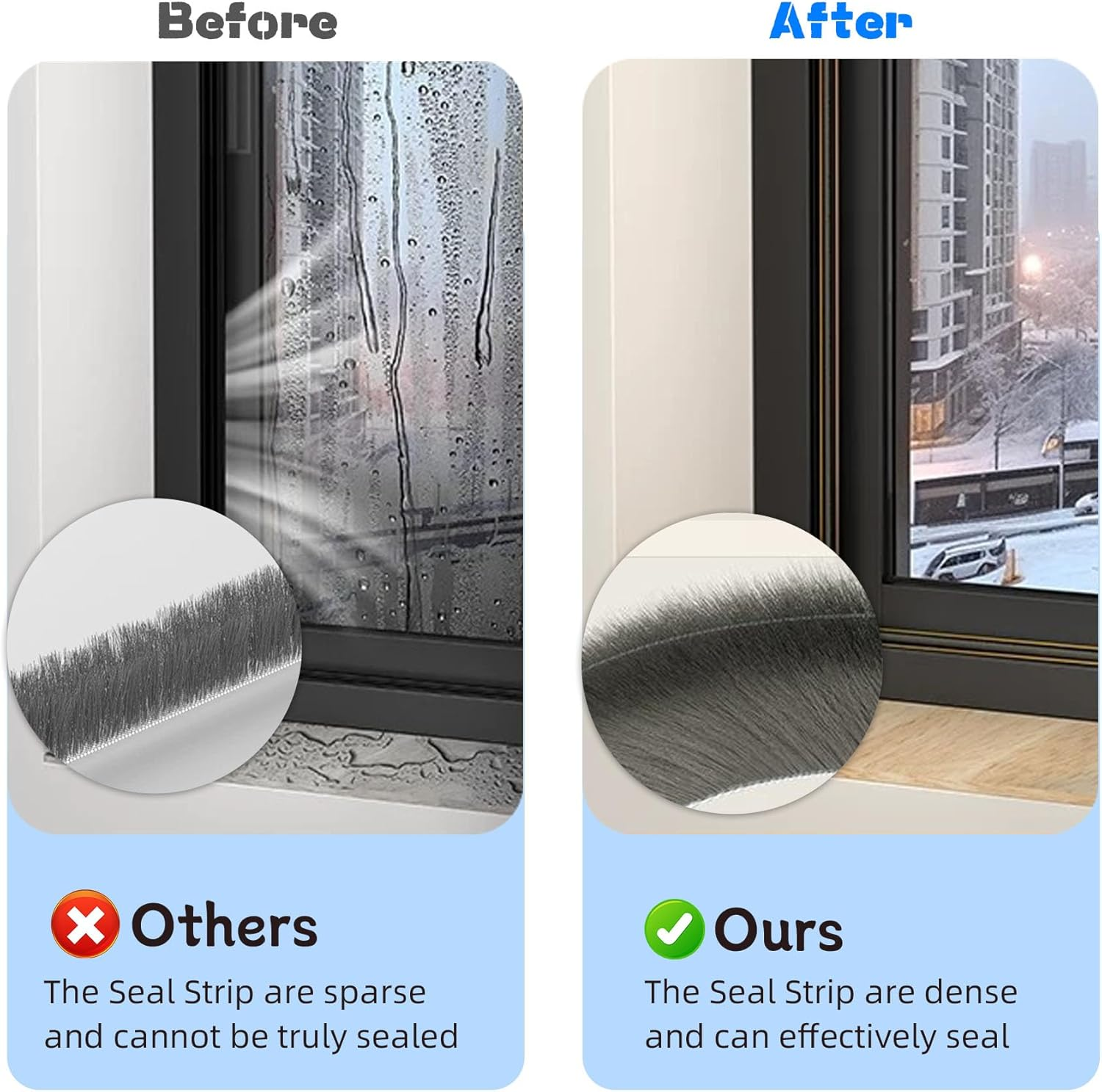 Weather Stripping Door Window Seal Strip 33 Ft, Selfadhesive Strong Adhesion, Soundproofing, Draft Blocker, Dustproof, Suitable for Doors and Windows Cabinet Doors, 0.2 Inch Thick, White image number 1