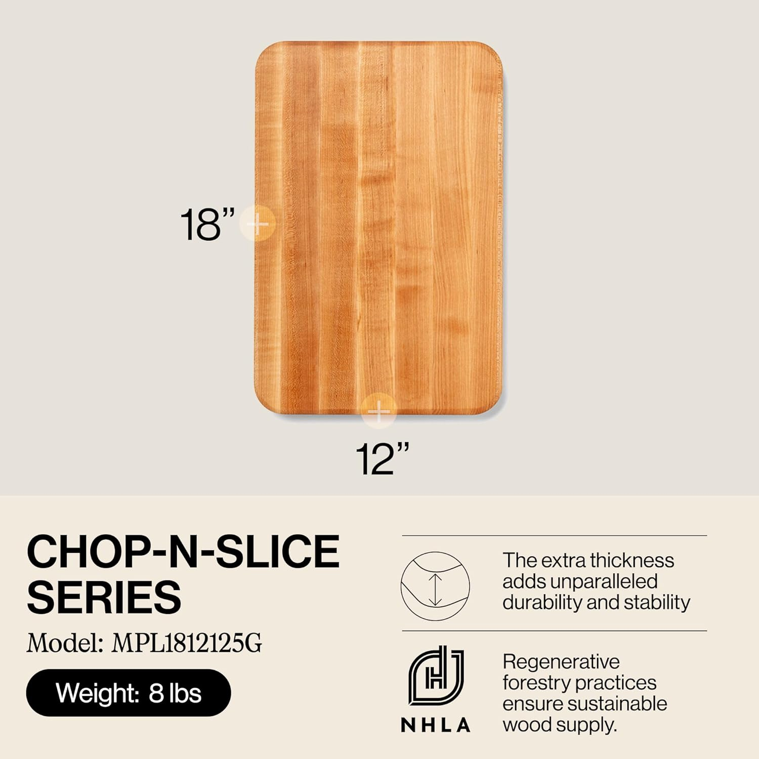 John Boos Reversible Block Cutting Board, Chop-N-Slice Series, 18" X 12" X 1-1/4", Maple image number 2