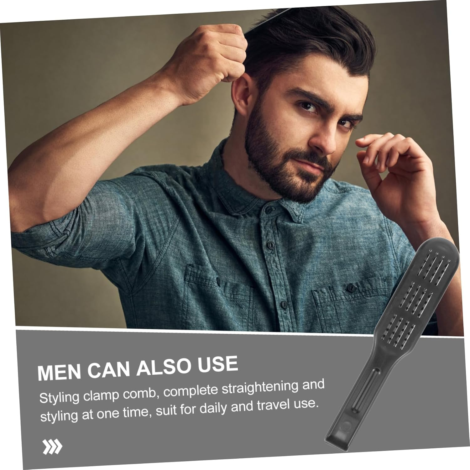 Gogogmee Double Sided Hair Straightening Brush V-Shape Bristles Black High Temperature Resistant Anti-Static for Women Hair Styling Tool for Salon Use image number 4