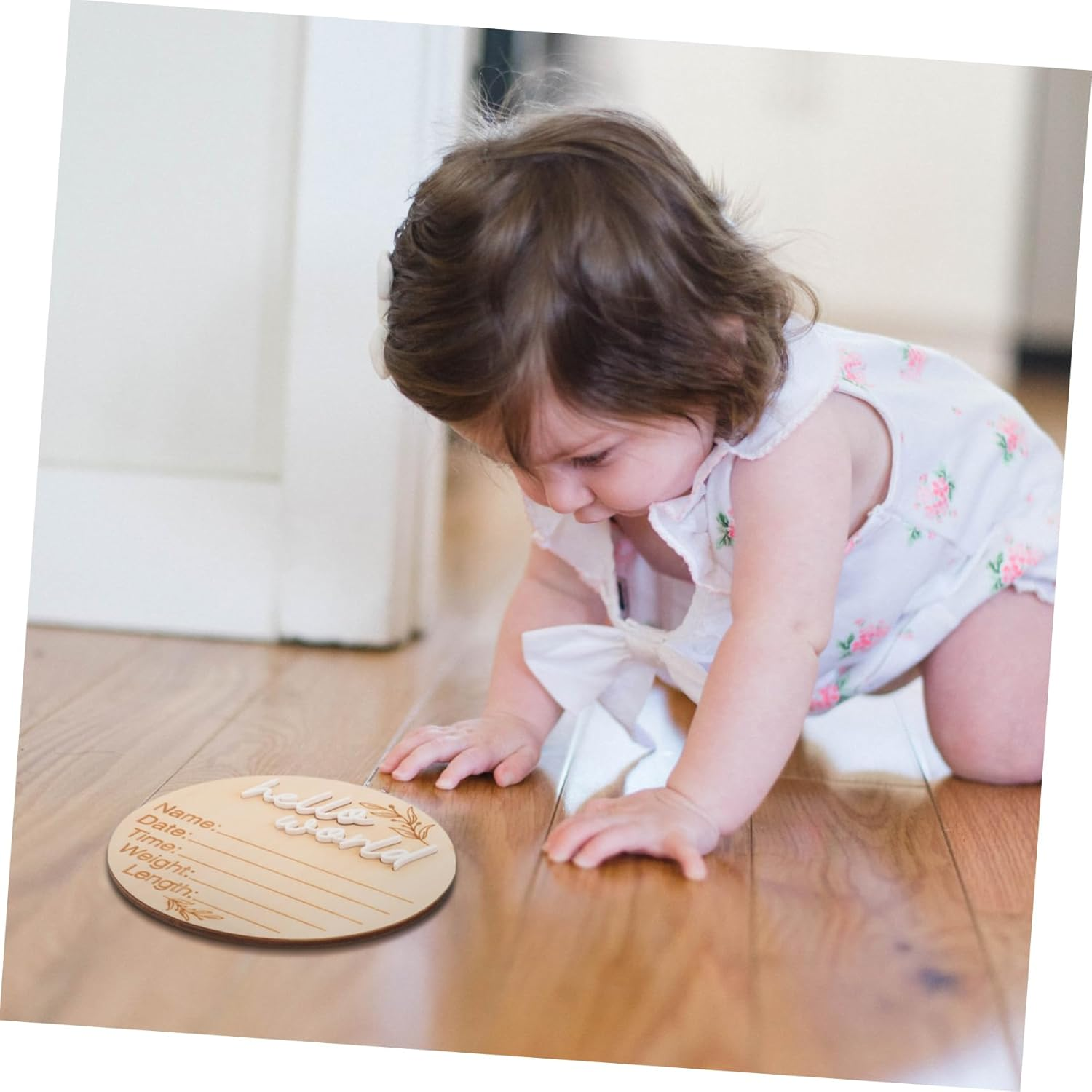 2Pcs Birth Announcement Sign Wooden Discs Milestone Cards for Newborns Decorative Photo Props for Monthly Celebrations for Showers and Nursery image number 5