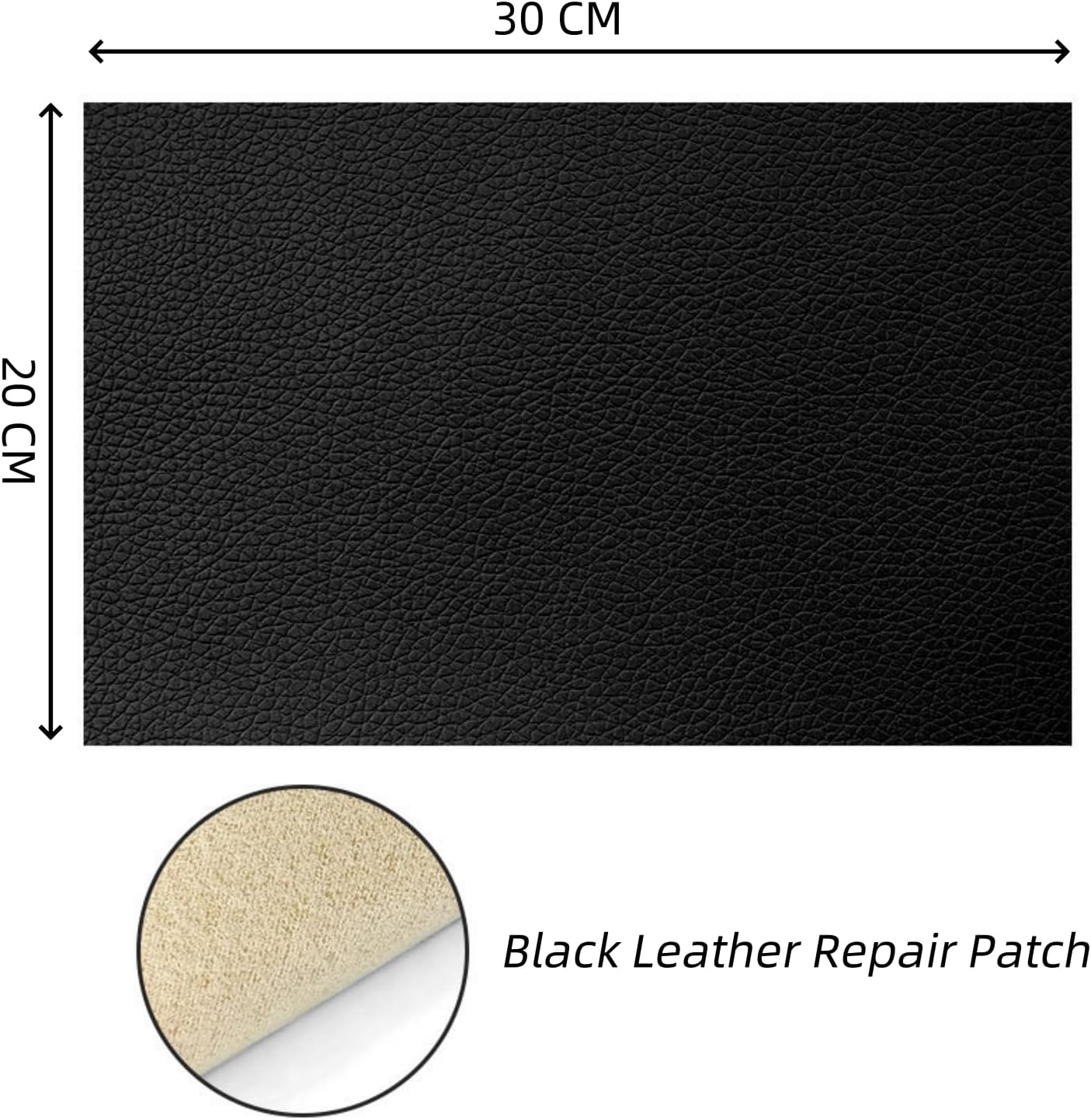 Suytvenxau 2Pcs 30X20Cm Black Leather Repair Patch, Self-Adhesive PU Leather Repair Patch for Couch, Sofa, Chair, Car Seats, Jackets, and Handbags image number 3