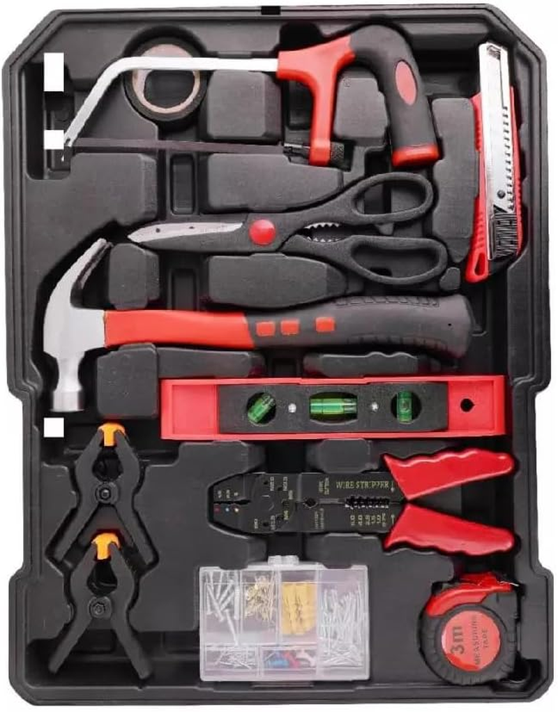 1375PCS Household Repair Tool Set - Portable Hand Tool Box Trolly Case on Wheels, Professional Mechanics Kit with Multi-Functional Wrench Hammer, DIY Repair Tools, Black image number 6