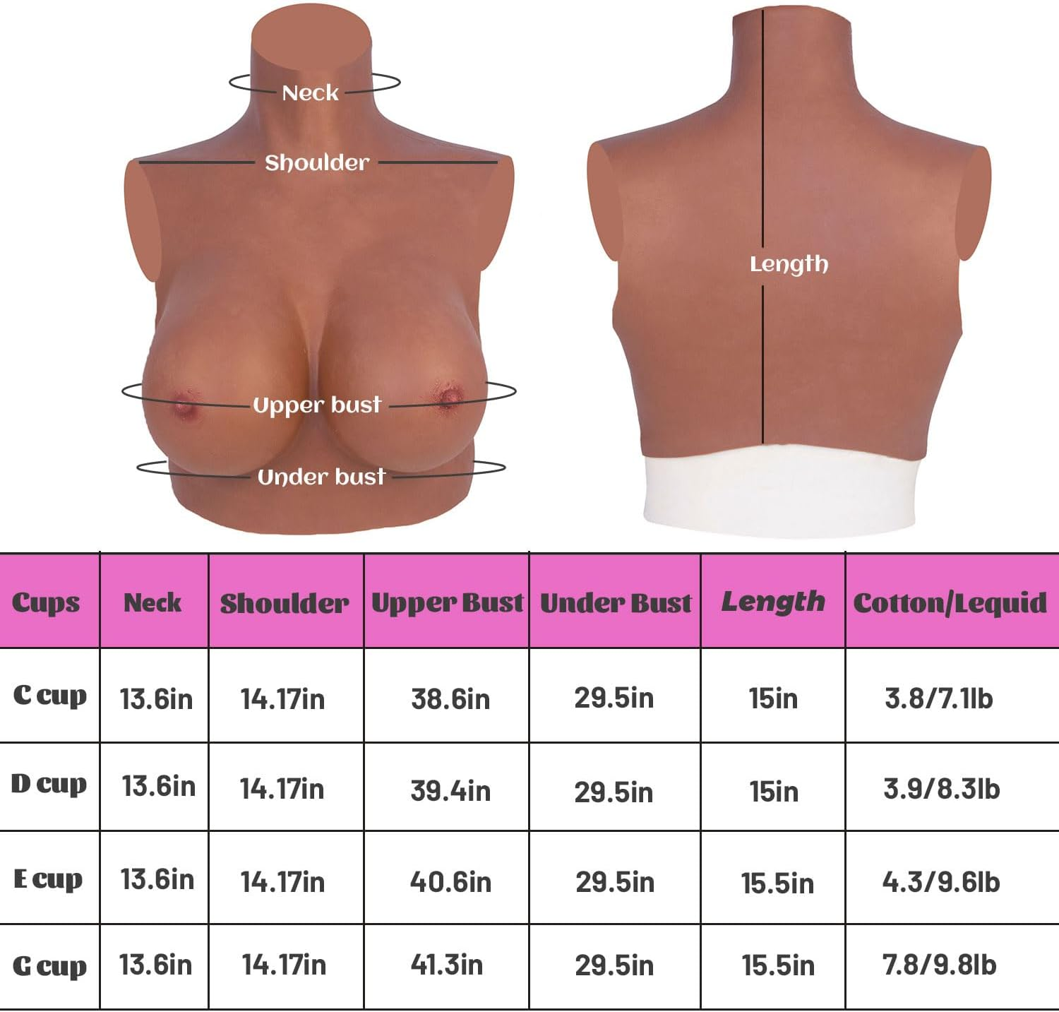YINSUCDS Silicone Breastplate High Neck Fake Breastforms Crossdressing Breasts C-G Cup for Transgender Drag Queen Cosplay image number 5