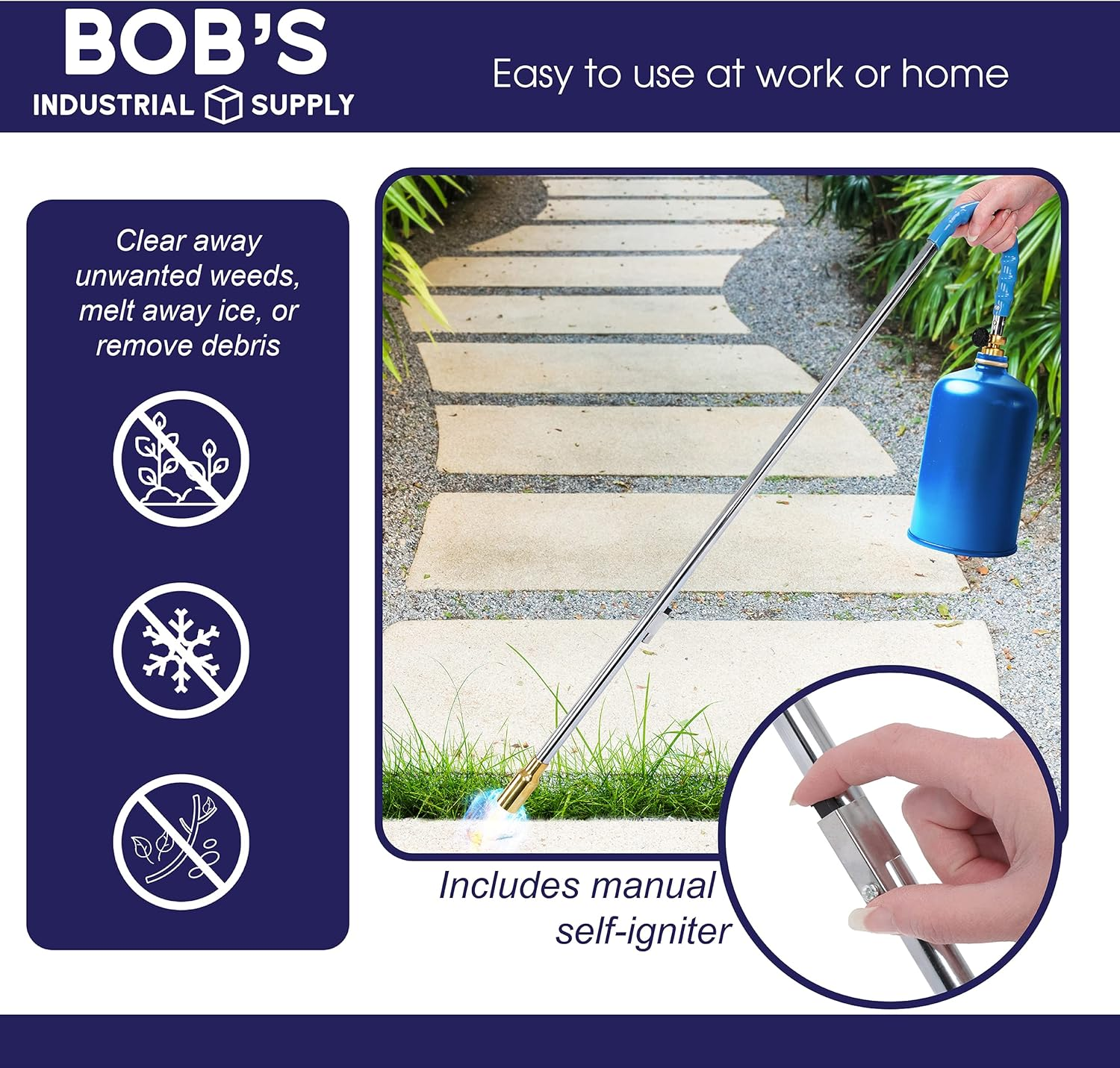 Bisupply Weed Burner Stick, 33In - 24,000 Self-Igniting Propane Weed Burner Landscaping Garden Flaming Torch Weeder image number 5