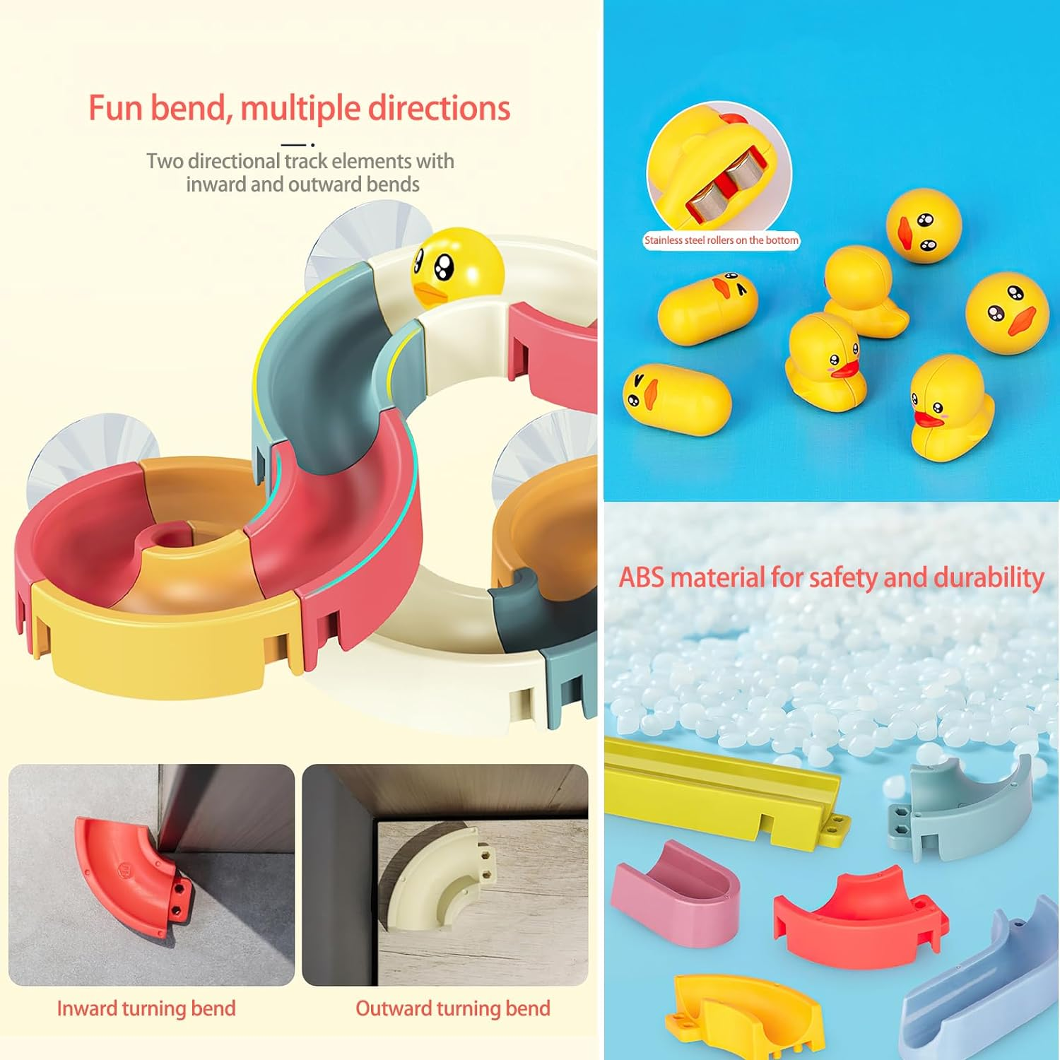 Bath Toys - 62Pcs Kids Bath Toys ，Children'S Bath Slide Toy with Suction Cups，Balls Track Game Shower Water Slide ，DIY Educational Bath Watermill Toy for Bathtub Toys for 3 4 5 6 Year Olds Boys Girls image number 1