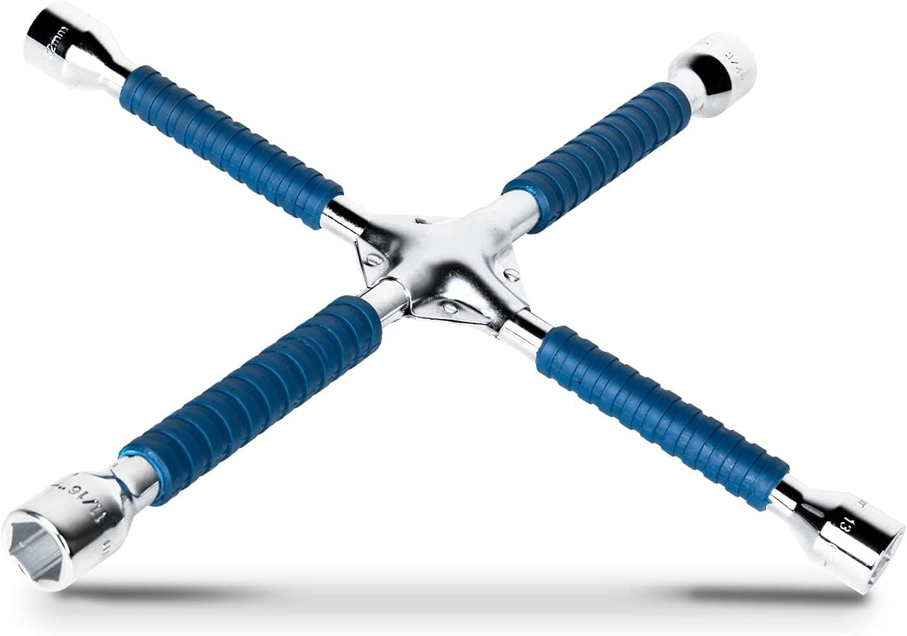 ETERNA Professional 18" Four Way Lug Wrench, Car Wheel Lug Nut Cross Wrench, Universal Heavy Duty Socket Spanner,Carbon Steel Car Tire Repair Tool