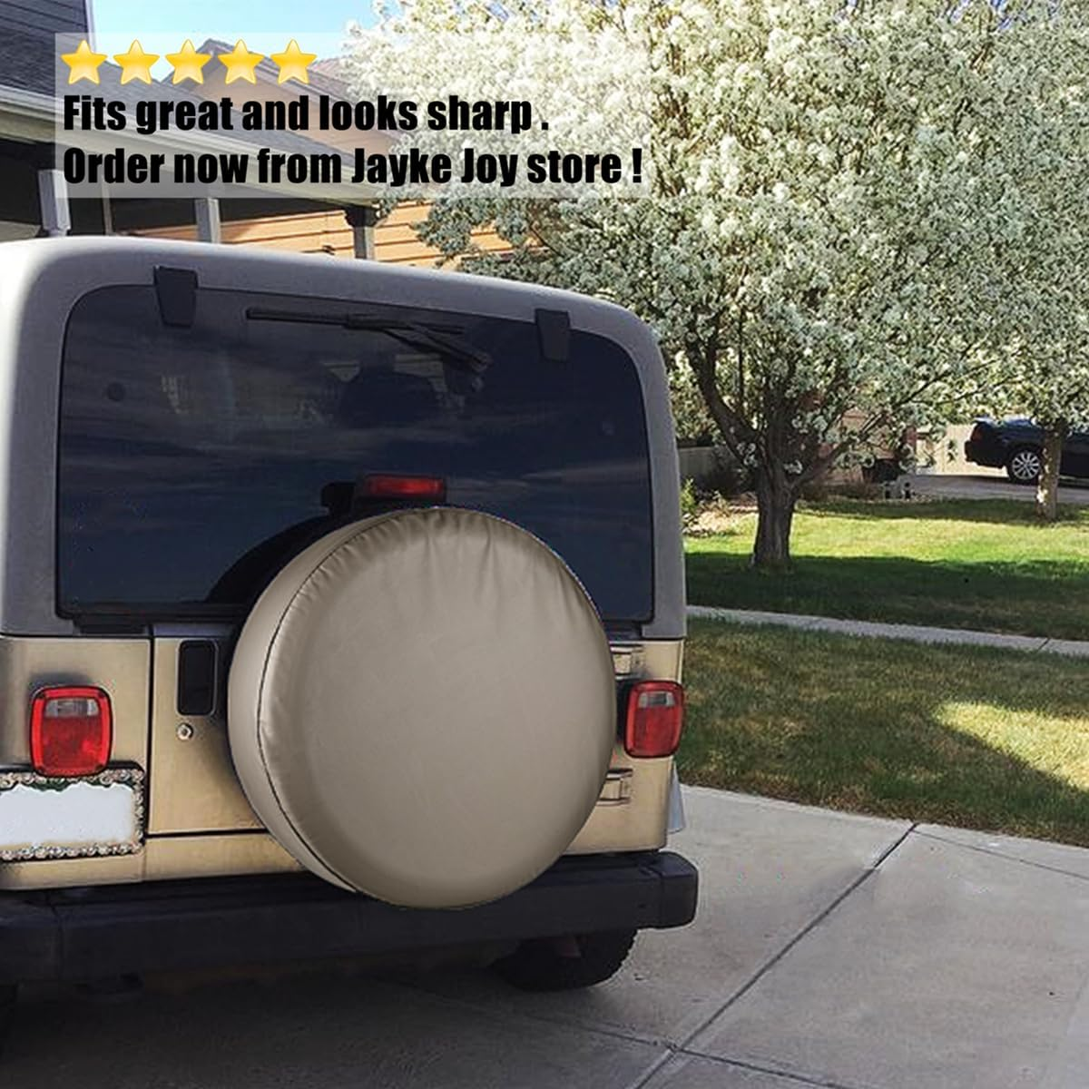 Spare Tire Cover, Gray Wheel Cover Waterproof PVC Leather Dust-Proof Universal Fit for Jeep, Trailer, RV, SUV and Camper (14 Inch) image number 2