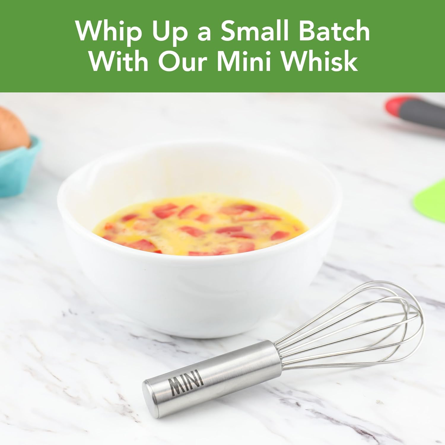 Stainless Steel Mini Whisk, 6" - Kitchen Mini Whisks for Cooking, Blending, Mixing, Stirring, Whipping & Beating - Whisking Tool as Mixer, Frother & Stirrer - Dishwasher Safe Whisker