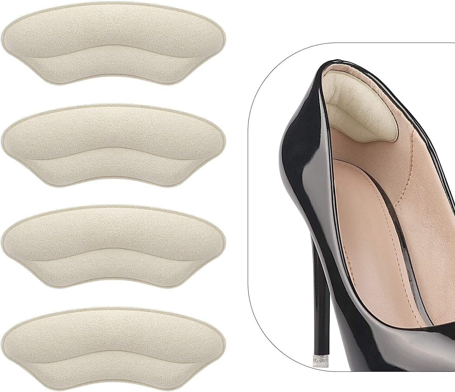 Snugs Heel Grips for Loose Shoes - 4 Pairs Cushion Pads Prevent Slipping & Blisters, Improve Fit & Comfort for Men/Women