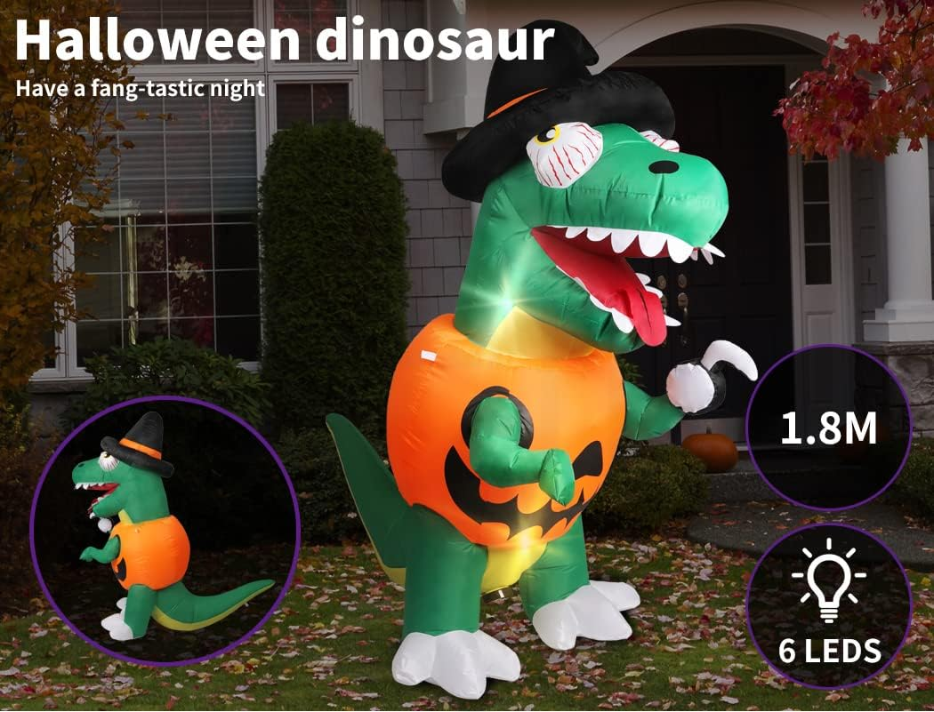 Halloween Decorations Inflatable Party Pumpkin Led Lights Kid Ghost Dinosaur image number 2
