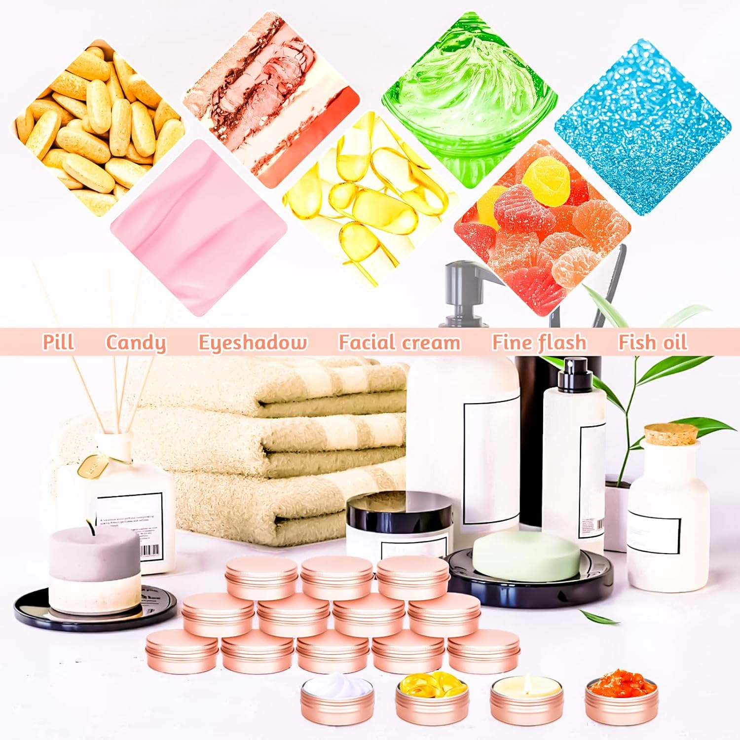 Motbach 12 Pack 0.5Oz Tin Jars, 15Ml Rose Gold Metal Tin Cans, 1/2Ounce Aluminum Tin Can Jar Containers with Lid for Lotion Bars, Balms, Spices, Salve, Beard Balm, Toiletries, Creams, Makeup Cosmetic - Rose Gold 12Pcs image number 3