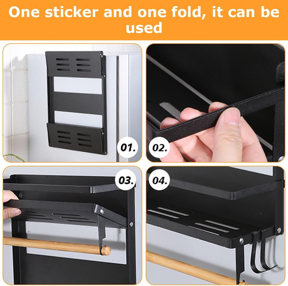 Refrigerator Rack,Magnetic Spice Rack,Refrigerator Shelf,Moveable Magnetic Fridge Organizer,Household Condiment Rack,For Kitchen Organization and Storage