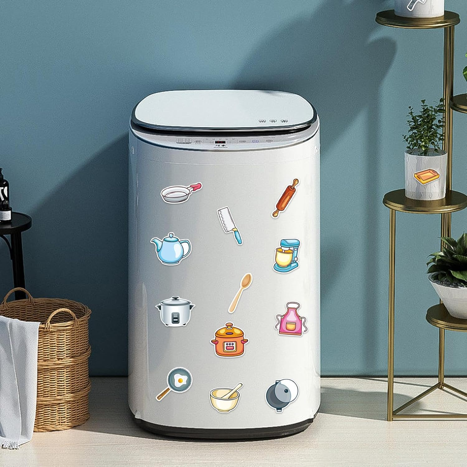 Kitchen Utensil Wall Stickers - Waterproof Cartoon Kitchen Stickers - Kitchenware Decals for Kitchen Dining Baking Room Restaurant, Computer