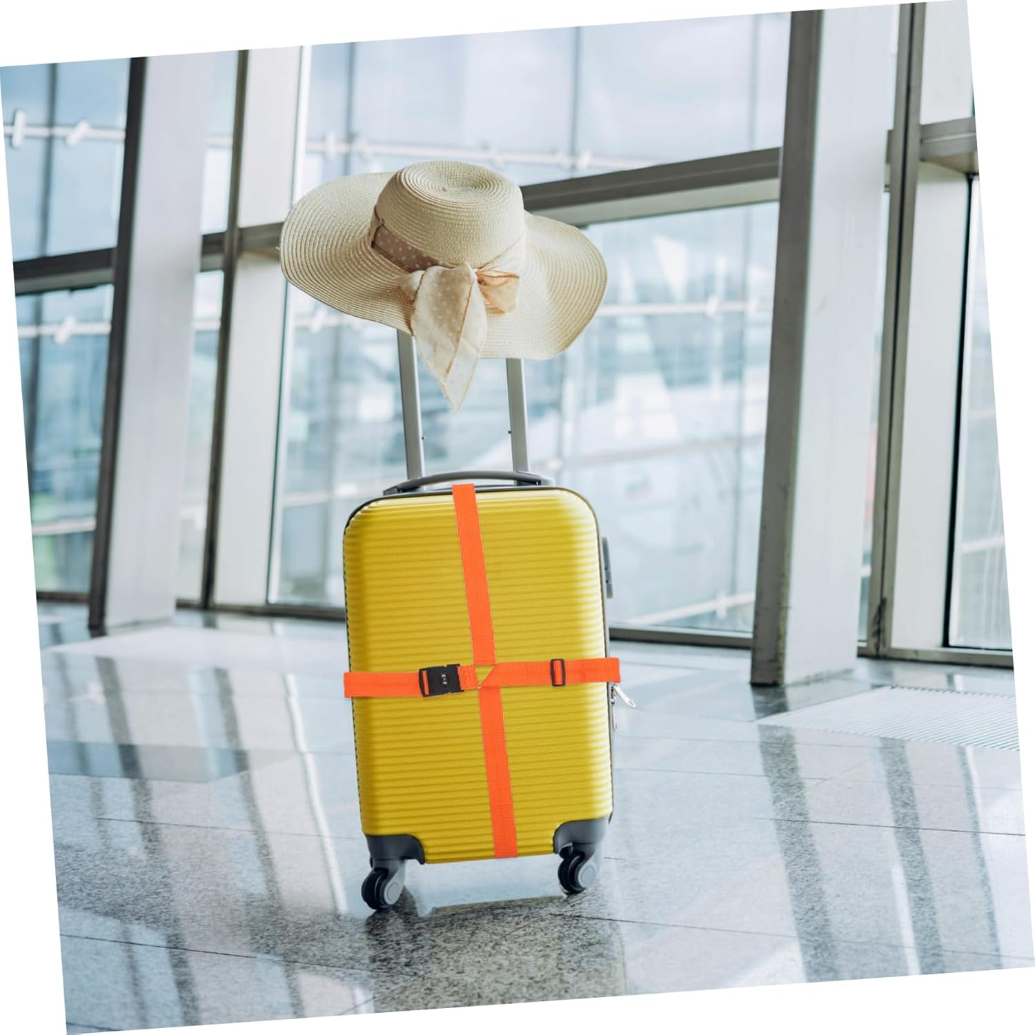 Baluue Luggage Straps Cross Suitcase Belt with Combination Lock, Adjustable Travel Luggage Fixing Strap for Checked and Hand Bags, Sturdy Orange Suitcase Accessories for Secure Travel image number 1