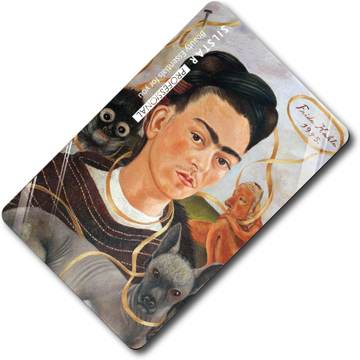SILSTAR PROFESSIONAL Compact Card Mirror, Unbreakable Acrylic Makeup Mirror, Vanity Mirror Small for Wallet Case, Travel Purse, Handheld Compact Pocket Mirror_Frida Kahlo_Self Portrait with Monkey image number 2