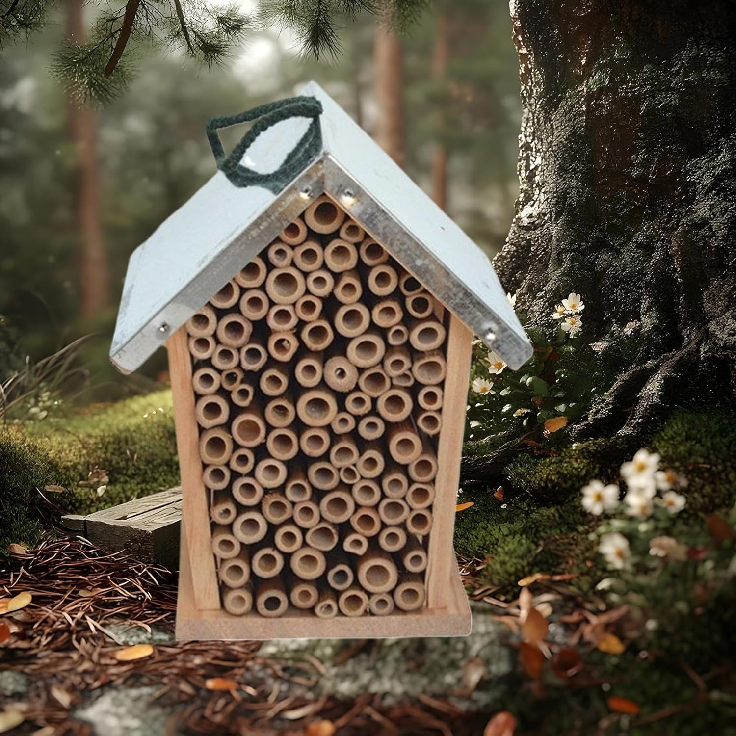 Wooden Ladybug Shelter - Nesting Box, Carpenter Bee Haven, Garden Bee Nest, Native Bee House, Decorative Habitat Shelter | Natural Pollinator Shelter Nesting Box for Ladybugs Lacewings, Outdoor Garden image number 3