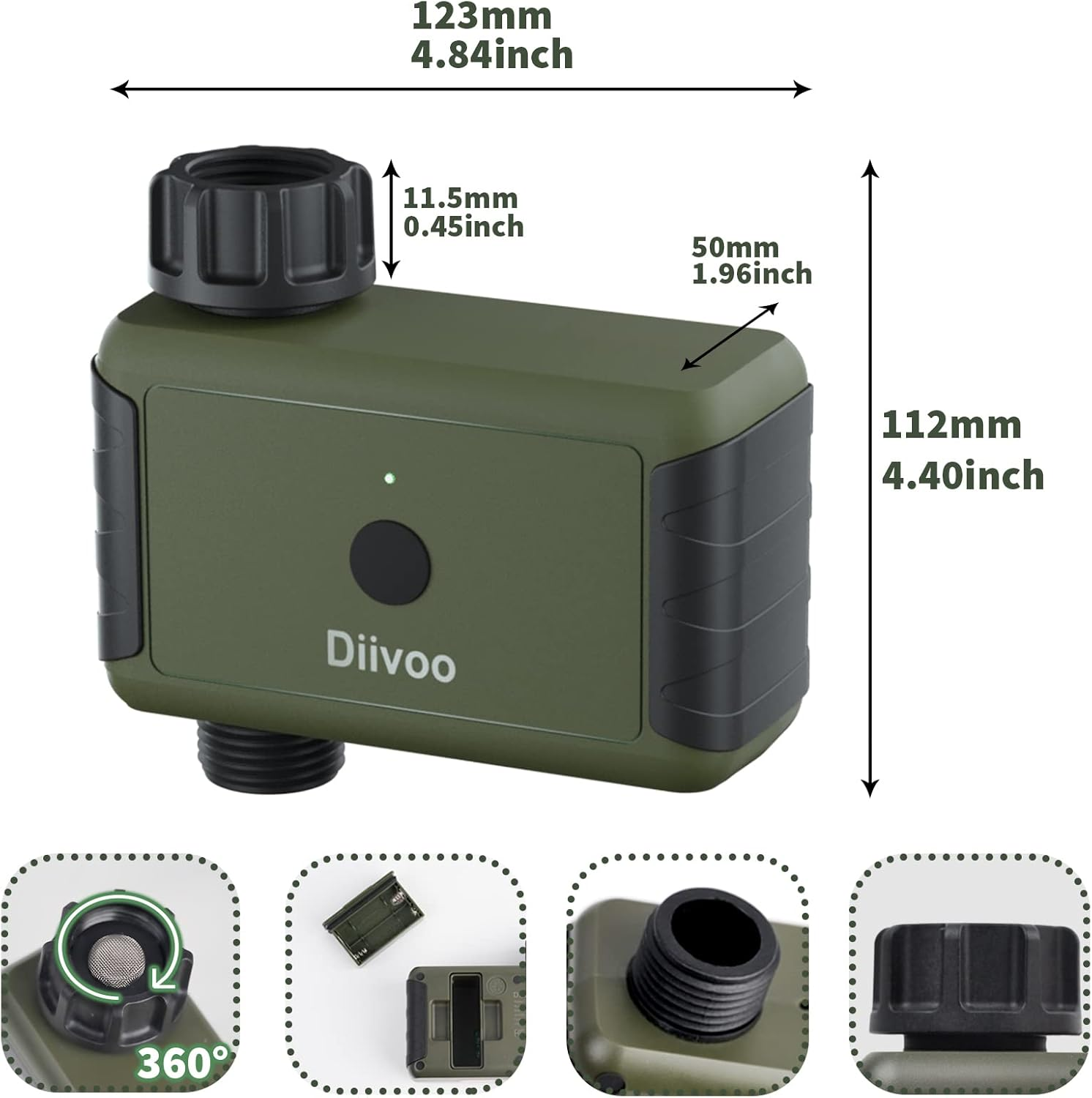 Wifi Water Timer, Diivoo Smart Irrigation Sprinkler Timer with 2 Watering Modes, Compatible with Alexa and Google Home via Wifi Hub for Garden Lawn image number 1