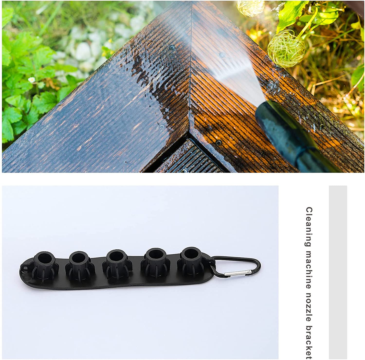 Ecsing Pressure Washer Nozzle Holder for Holding 5 Nozzles with Standard 1/4" Quick Connect Plug Rubber Nozzle Tip Storage Support with Metal Clip Black image number 4