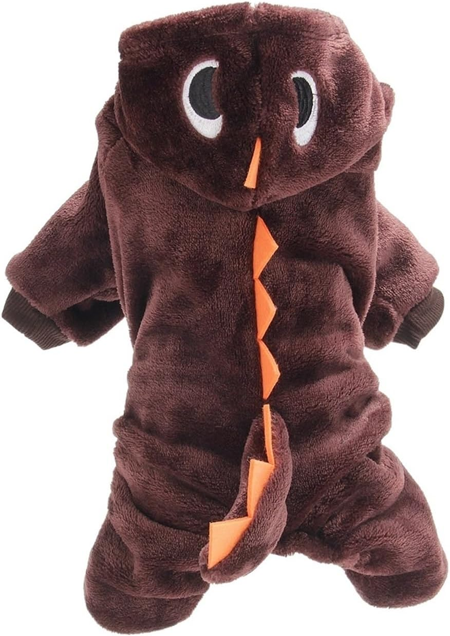Dog Clothes Jacket Apparel Material Jumpsuit Winter Coat with Hat Hoodie Dogs Plush Outfit Warm (Color : Coffee, Size : S) image number 1