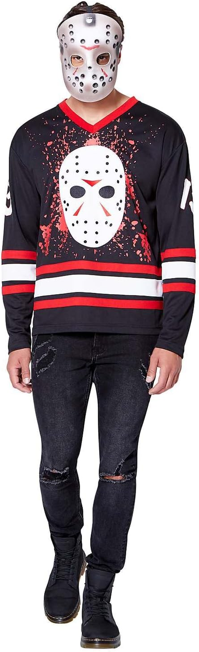 Spirit Halloween Friday the 13Th Jason Voorhees Hockey Jersey | Officially Licensed |Horror Movies | Adult Halloween Costumes image number 1