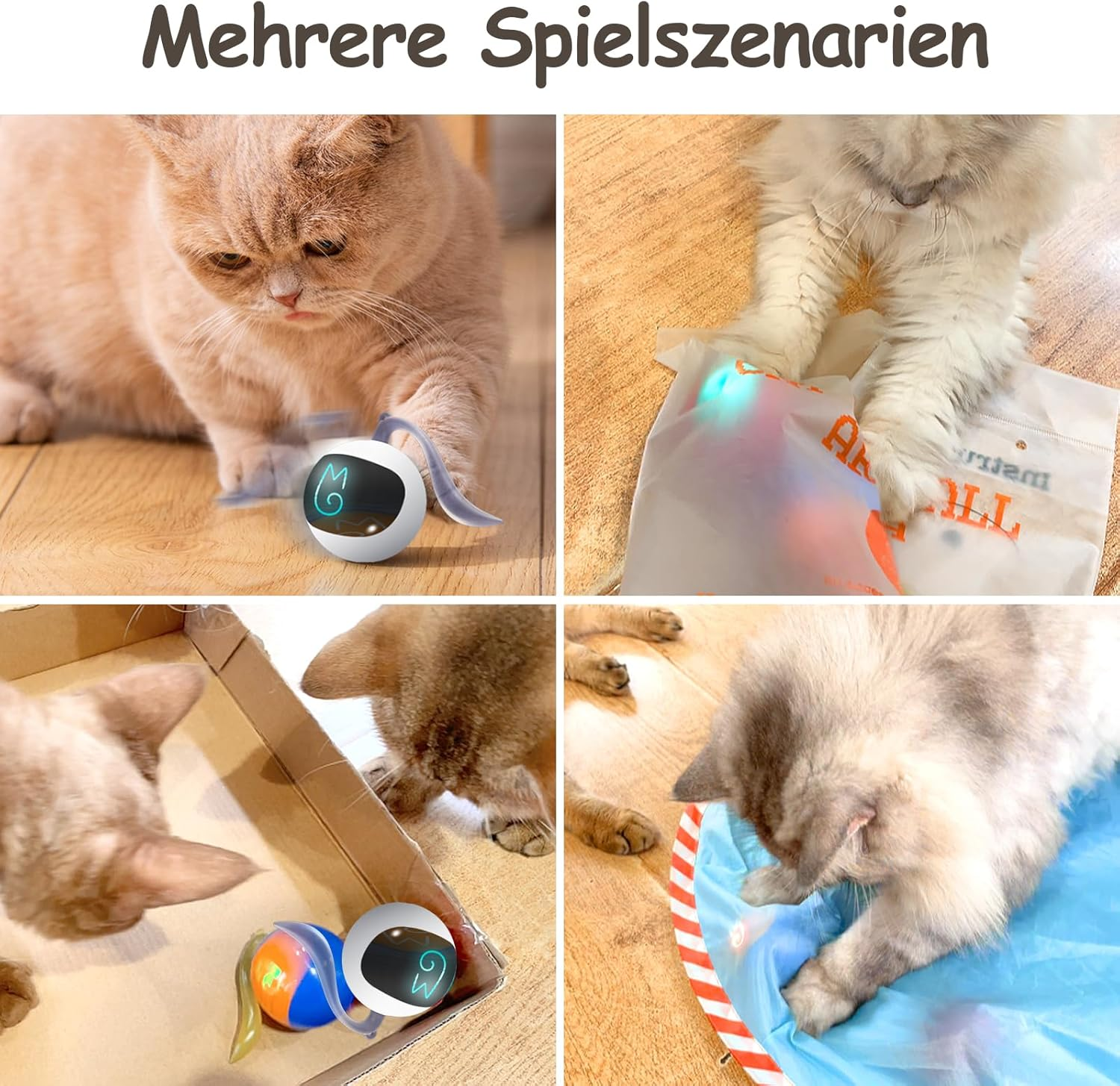 Migipaws Interactive Cat Toy Set, Fun Tracker, Electric Moving Ball Hides in Bag, Enjoy Hunting Fun (Blue) image number 1