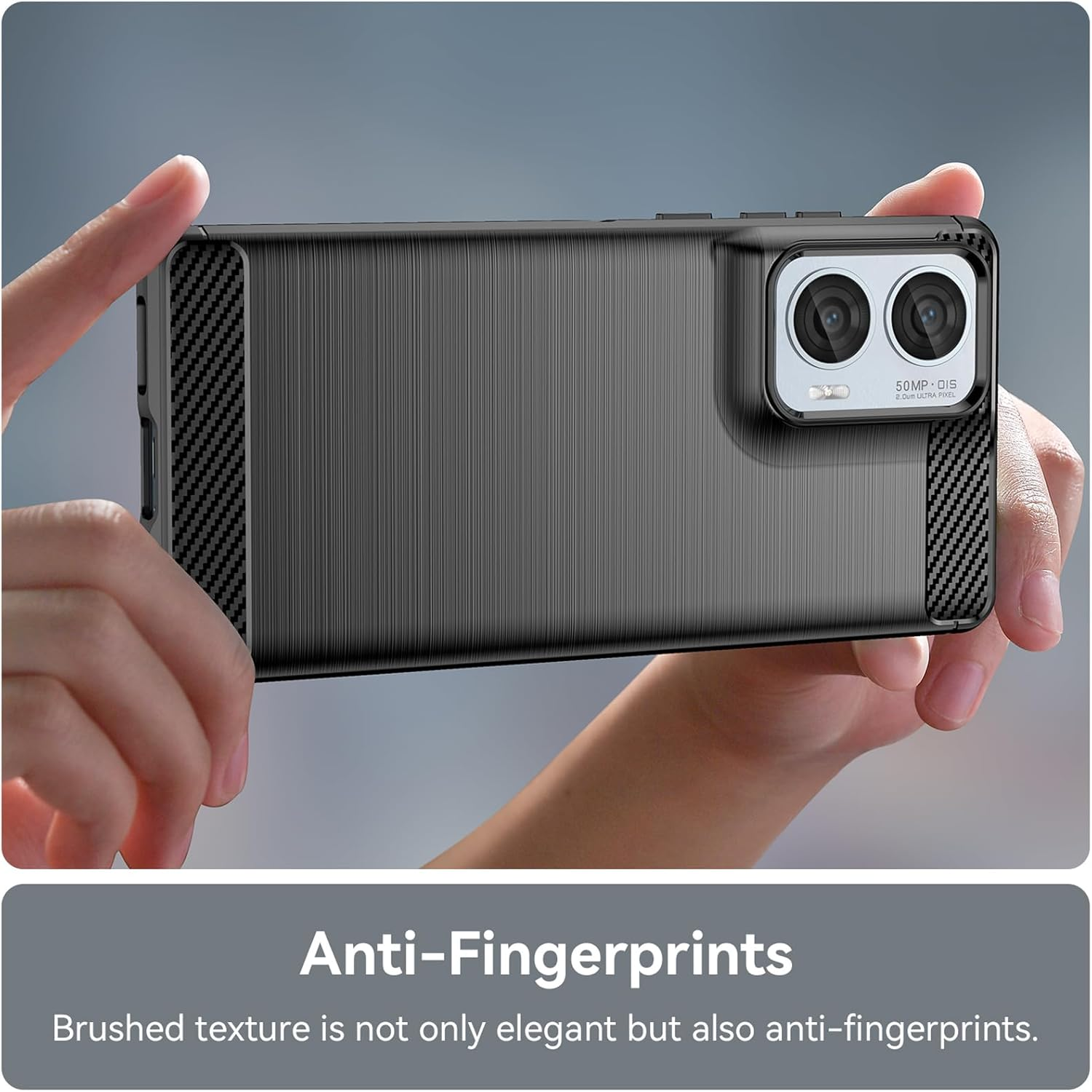 HEYUS Case for Moto Edge 50 Fusion / G85 / S50 Neo, Shock-Absorption Brushed Flexible Soft Carbon Fiber Protective Cover for Motorola Edge 50 Fusion / G85 / S50 Neo - Black image number 5