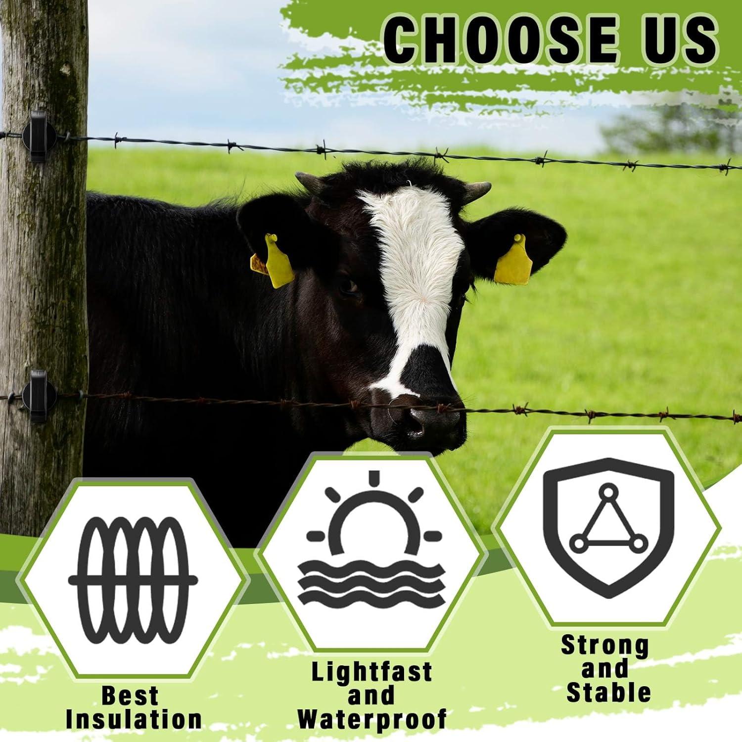 Tandefio 25 Pcs Electric Fence Wire Insulator Stand off Screw in Insulator Black Fence Post Insulator Long Arm Wood Post Insulator for Tape Rope Electric Wire Animal Agricultural Garden image number 6