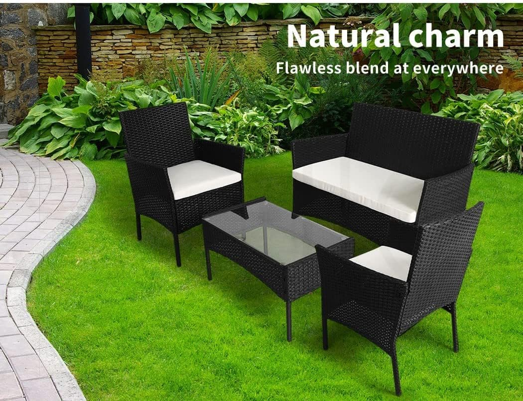 Levede 4PCS Outdoor Furniture Setting Patio Garden Table Chair Set Wicker Lounge Conversation Sets Rattan Dining Set image number 2