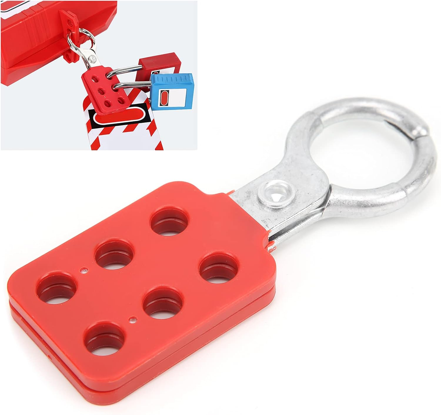 Gugxiom 10PCS Lock Out Tag Out Hasp, 6 Hole Design Padlock Hasp for Lockout Station, Safety Hasp Lock, up to 6 Workers, for Industrial Chemical image number 5