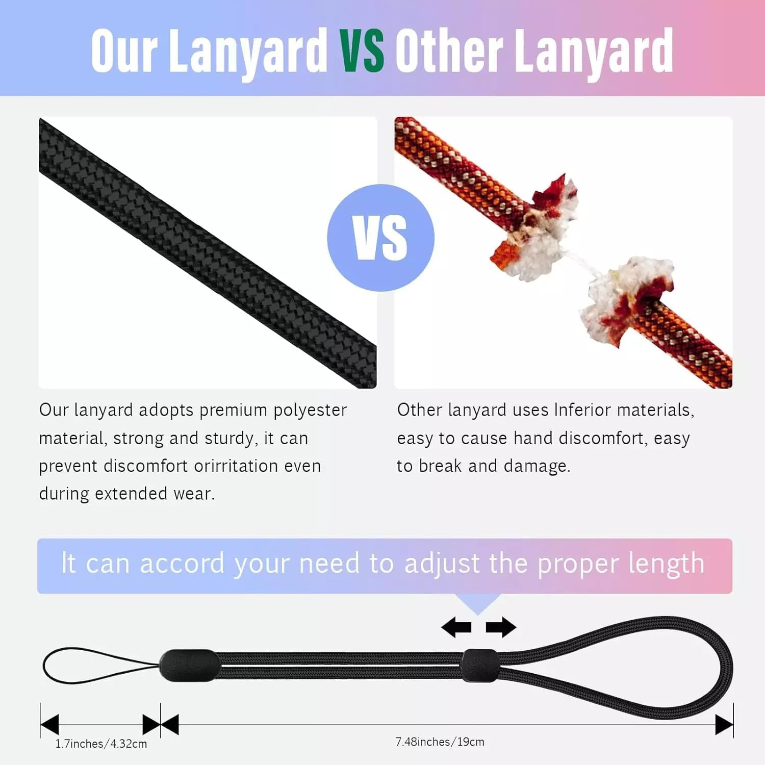 Nylon Hand Wrist Straps, 12 Pack Adjustable Colorful Hand Wrist Strap Lanyard for Wallet, Gopro, Phone, Keys, Keychain, USB Flash Drive, ID Name Tag Badge, Camera (6 Mixed Colors)