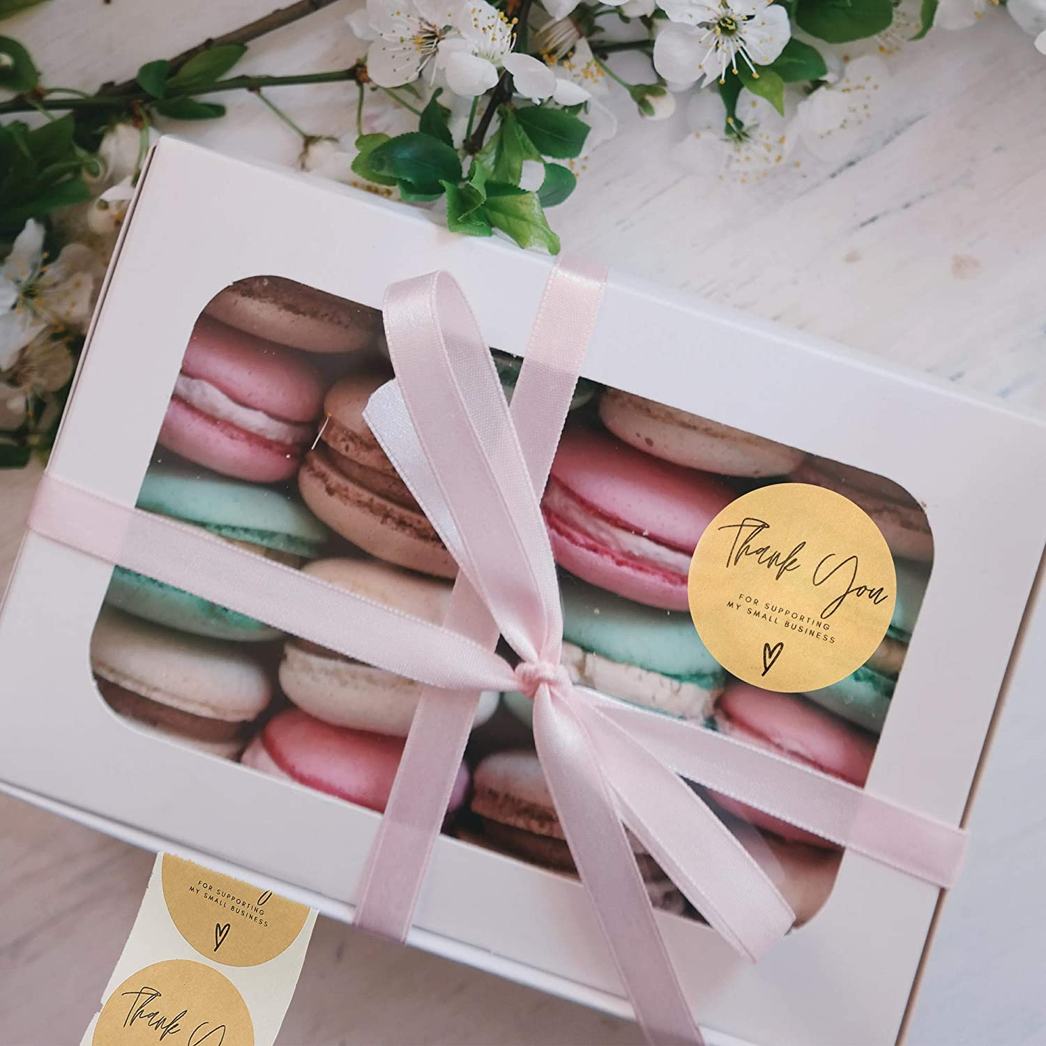 Thank You Business Stickers Roll | 1.5" Inch Roll 500 Kraft Stickers | Kraft Label Stickers Thank You for Supporting My Small Business | Small Business Owner Label Tags image number 5