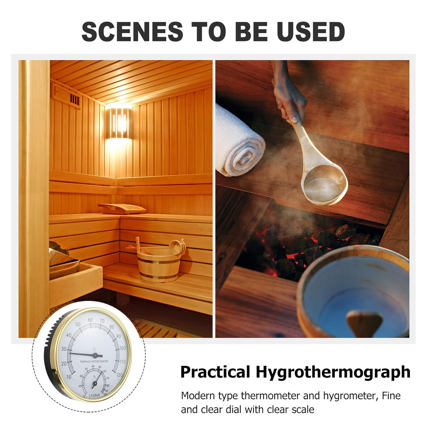 High Precision Sauna Thermometer Hygrometer Practical Sauna Accessory Lightweight Hygrothermograph Temperature and Humidity Measurement image number 6
