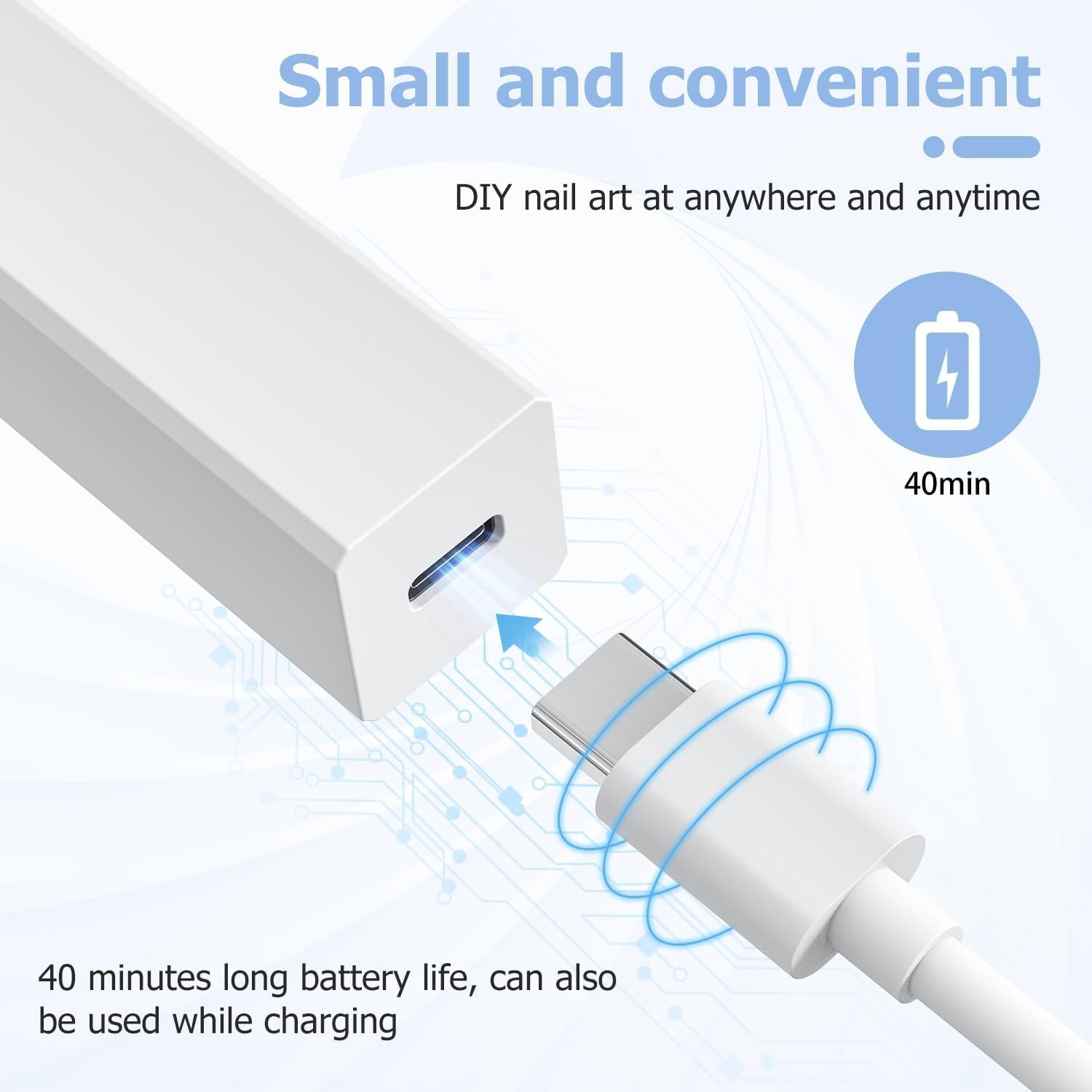 Etercycle Handheld UV Nail Lamp, Portable LED UV Light for Gel Nails Rechargeable USB Nail Dryer, 3W Quick Dry Mini Nail Light for Resin Curing, Flash Cure Lamp for Home DIY Manicure Salon image number 1