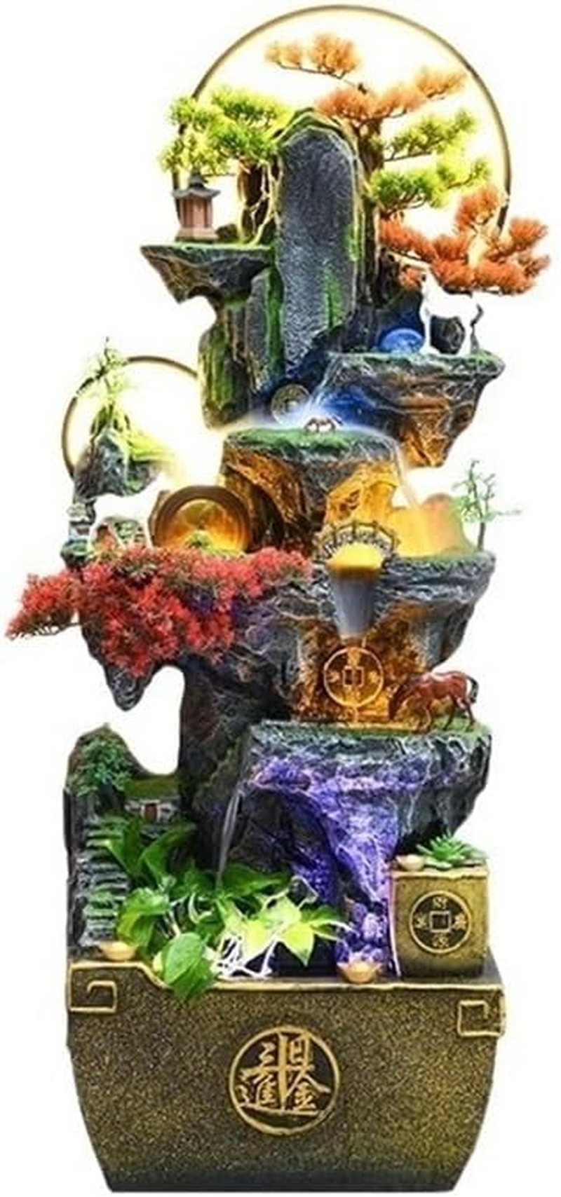 Outdoor Fountain Large Feng Shui Floor to Ceiling Circular Water Landscape Decoration Balcony, Office Entrance