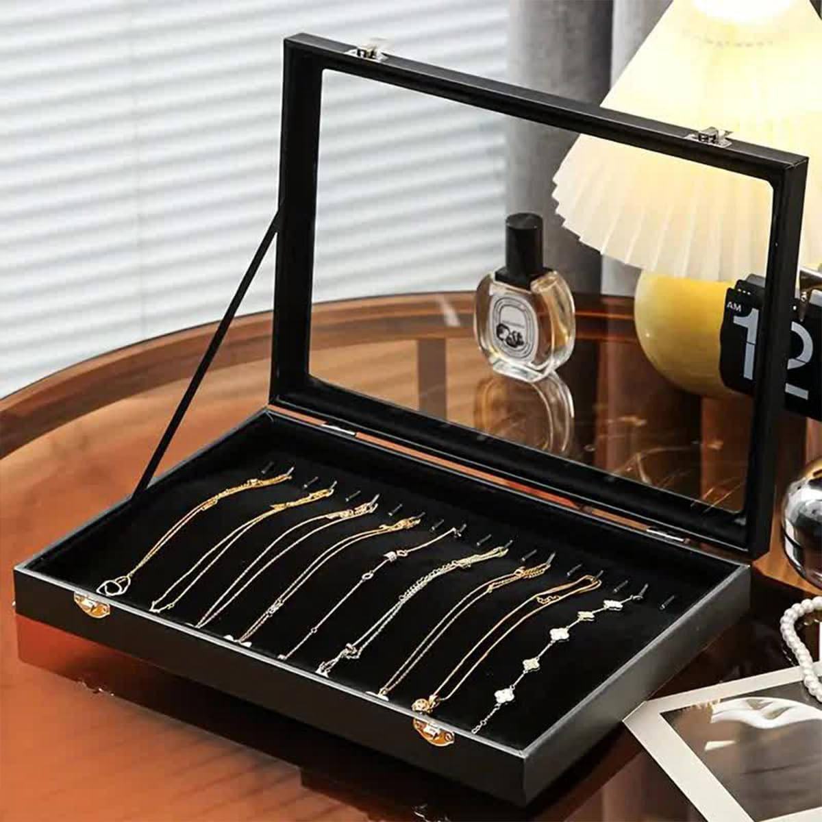 Black Jewellery Box, Jewellery Organiser, Earring Holder, Ring Stand, Necklace Display image number 1
