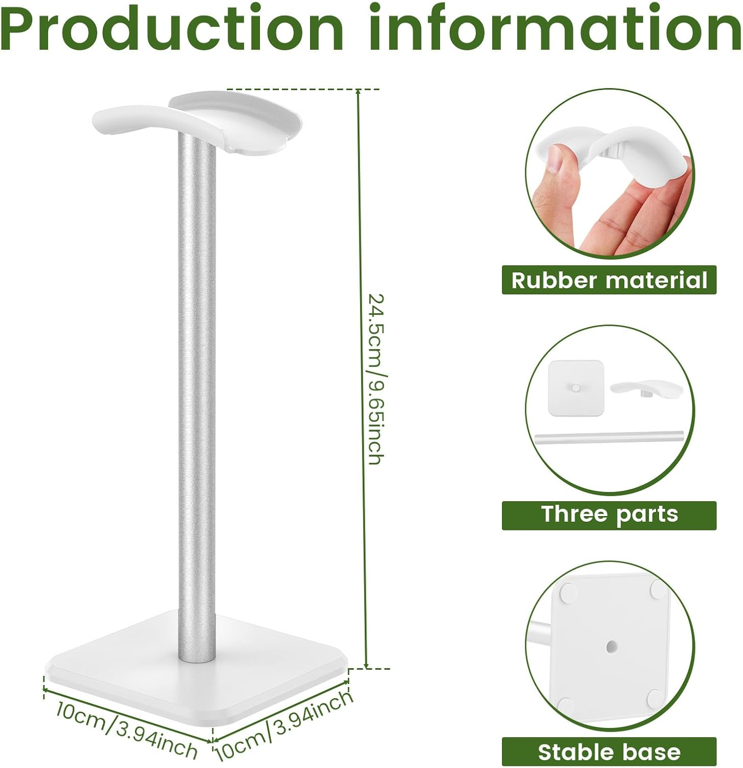 Hnvdkln Headphone Stand Detachable Headset Stand Universal Headphone Holder Space Saving Earphone Stand for Desk for Most Wired and Wireless Headphones (White) image number 6