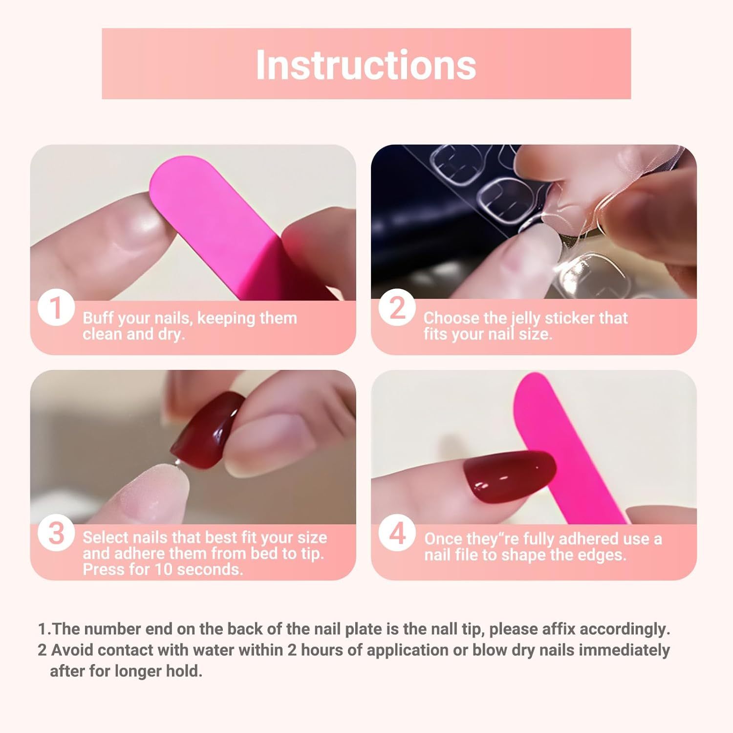 24-Set Press on Nails Almond Medium French Tip Acrylic Fake Nails with Delicate Floral Designs Full Cover Reusable Almond False Nails Set, Nails Stick for Women image number 5