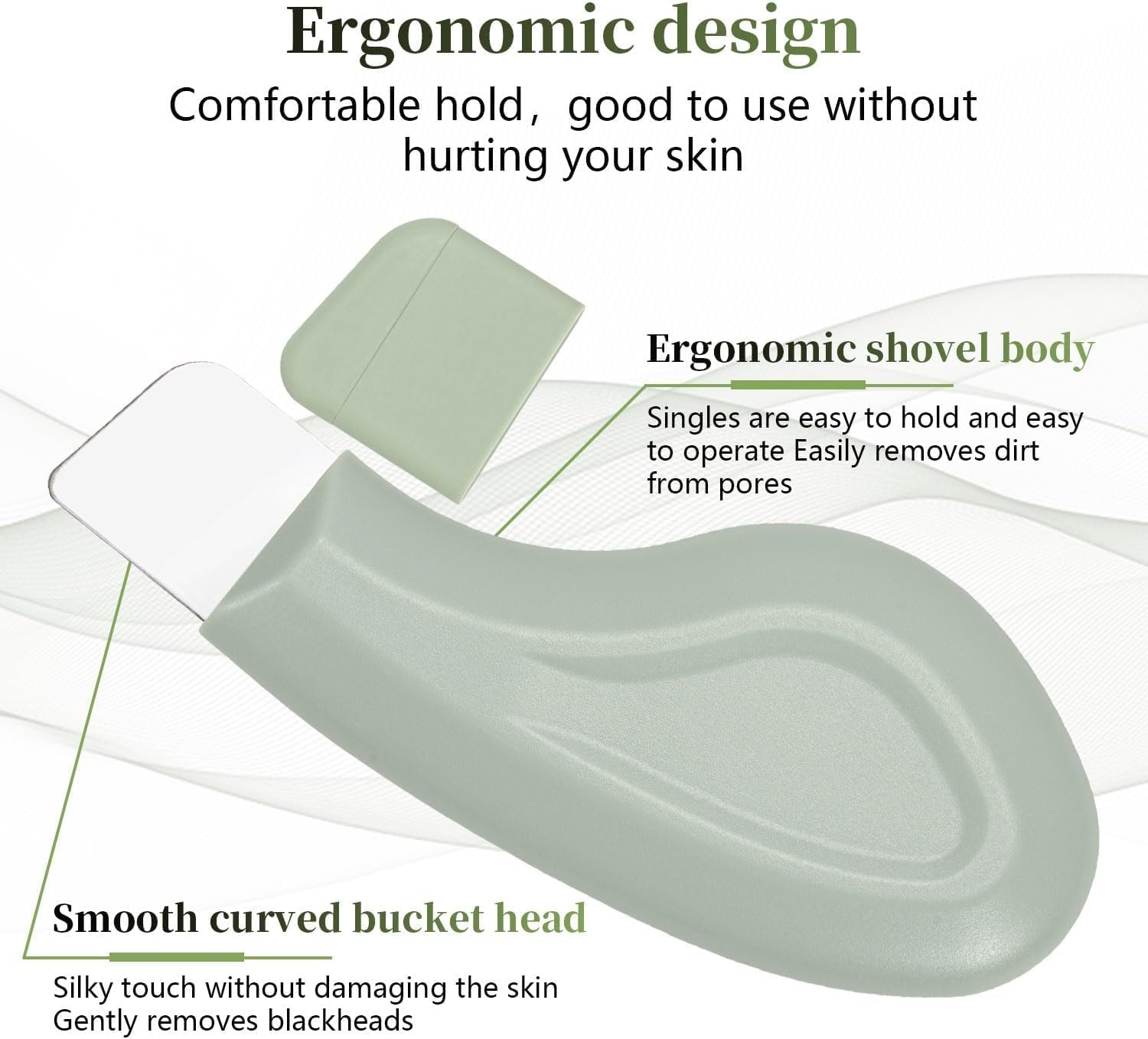 Flyanzebi Silicone Nose & Face Blackhead Remover Spatulas, 2-Pack, Green, Gentle & Effective, Deep Clean, Easy to Use & Clean image number 4