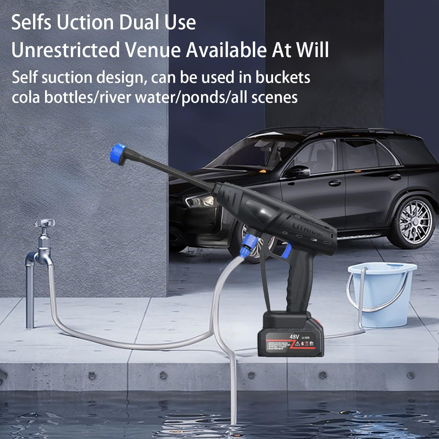 Cordless Pressure Washer, 6-In-1 Nozzle Portable High Pressure Washer Gun Handheld, Long Lasting Power Battery Cordless Pressure Washer for Car/Floor/Patio/Window Cleaning Jet Waher