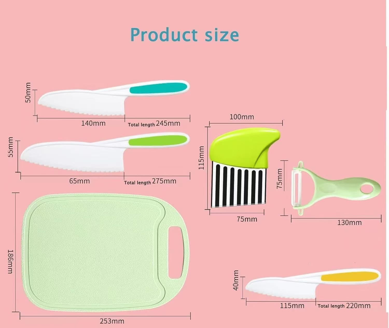 Kids Cooking Cutter Set,7Pcs Kids Kitchen Baking Knife Sets Children'S Cooking Knive,Kids Kitchen Knife,Kid Safety Cook Knives,Kids Safe Knives Set for Cook and Cutting Fruits ﻿ ﻿ image number 4