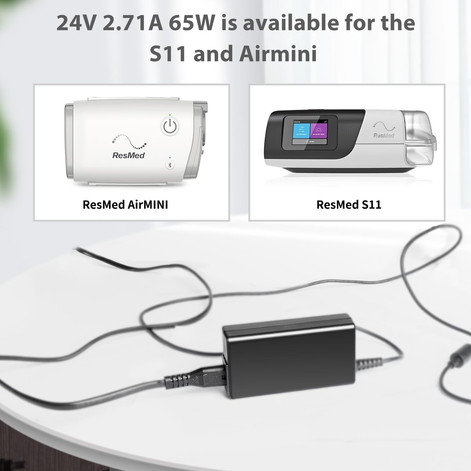 KFD 39205 E1399 38831 AC Power Supply Compatible with Resmed Airsense 11 Auto CPAP Machine Airmini Travel CPAP Device Resmed Airsense 11 Elite Autoset 390000 390010 R390-7230 38839 Charger Cord 24V image number 4