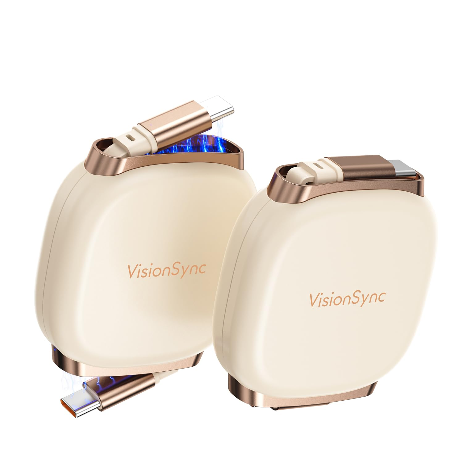 Visionsync 240W USB C to USB C Cable,Pd3.1 Retractable USB C Cable with Magnetic Slot for Travel,Car,5 Preset Length,Fast Charging for Iphone 17/16/15,Ipad,Macbook,Galaxy S25/24,(1M,2Pack,Grey)