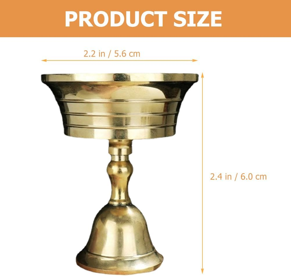 Luxshiny 2Pcs Ghee Lamp Butter Lamp Holder Buddhist Candlestick Votive Tealight Holder Brass Oil Lamp Candle Holder Votive Tealight Candle Stand for Buddhist Altar Supplies Gold 6Cm image number 1