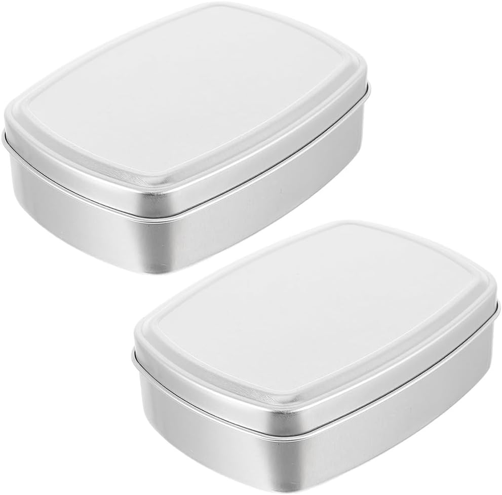 DECHOUS 2 Pcs Aluminum Soap Case Metal Bar Soap Holder with Lid Portable Travel Soap Container Cosmetic Containers Soap Boxes for Home Travel 120Ml image number 1
