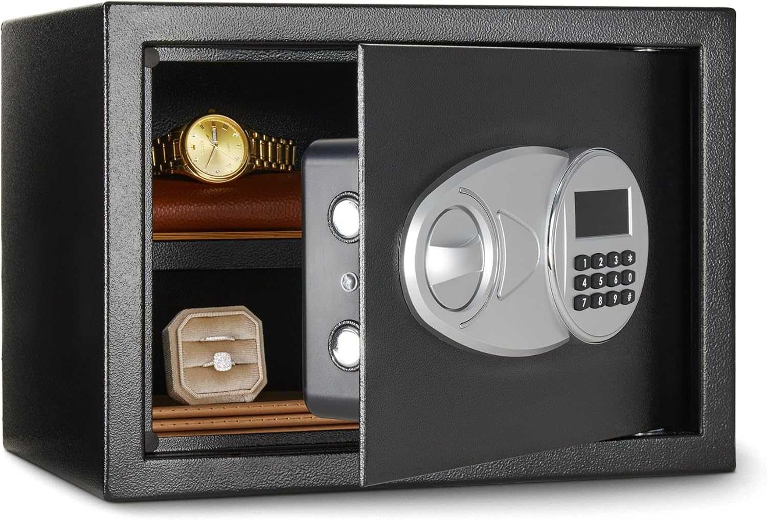 Amazon Basics Steel Security Safe and Lock Box with Electronic Keypad - Secure Cash, Jewelry, ID Documents, 14 Litres, 35Cm W X 35Cm D X 25Cm H, Black image number 3
