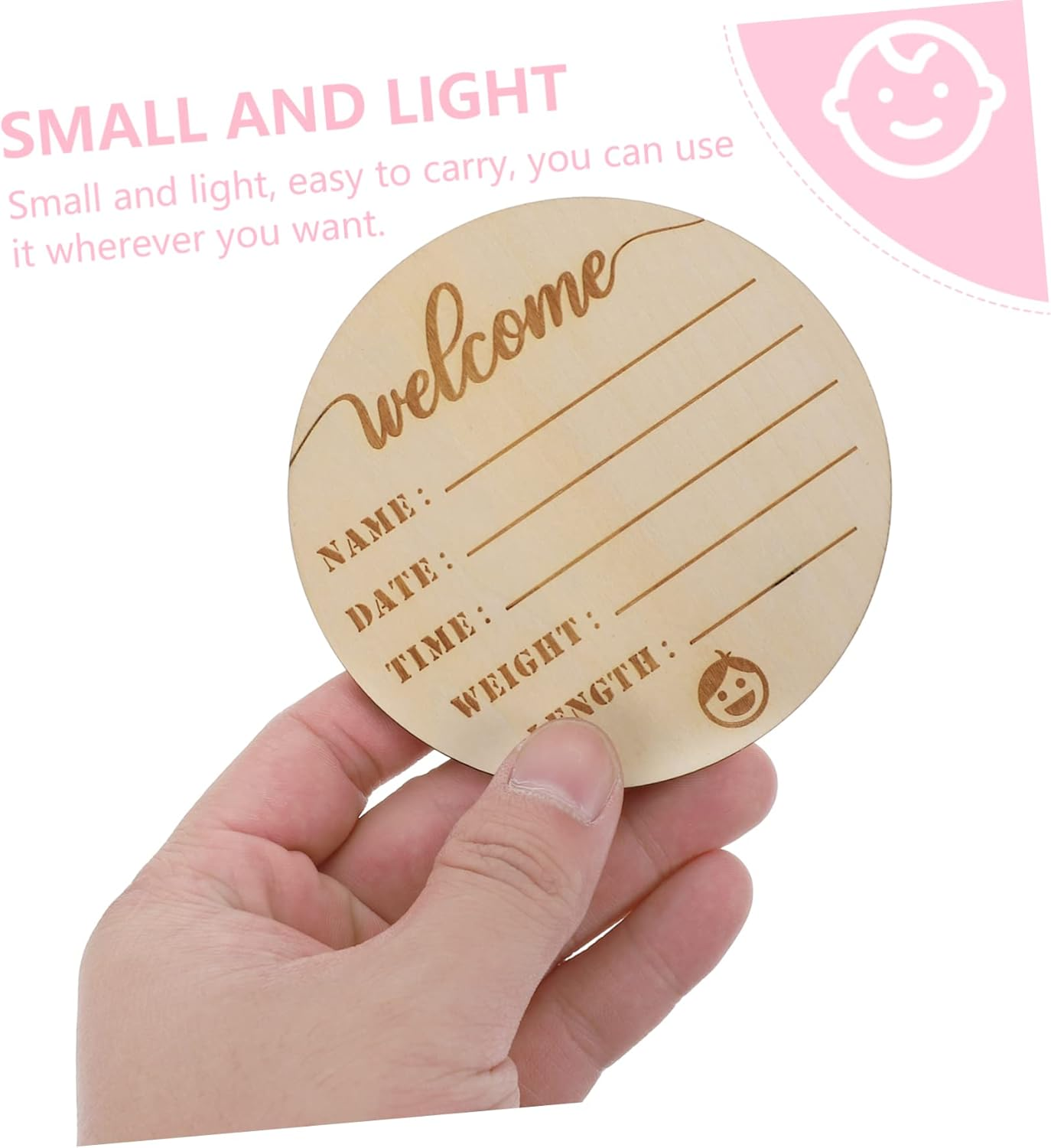 HANABASS 6Pcs Wooden Name Signs Milestone Cards for Newborn Photography Safe Durable Announcement Props for Boys Monthly Growth Documentations image number 4