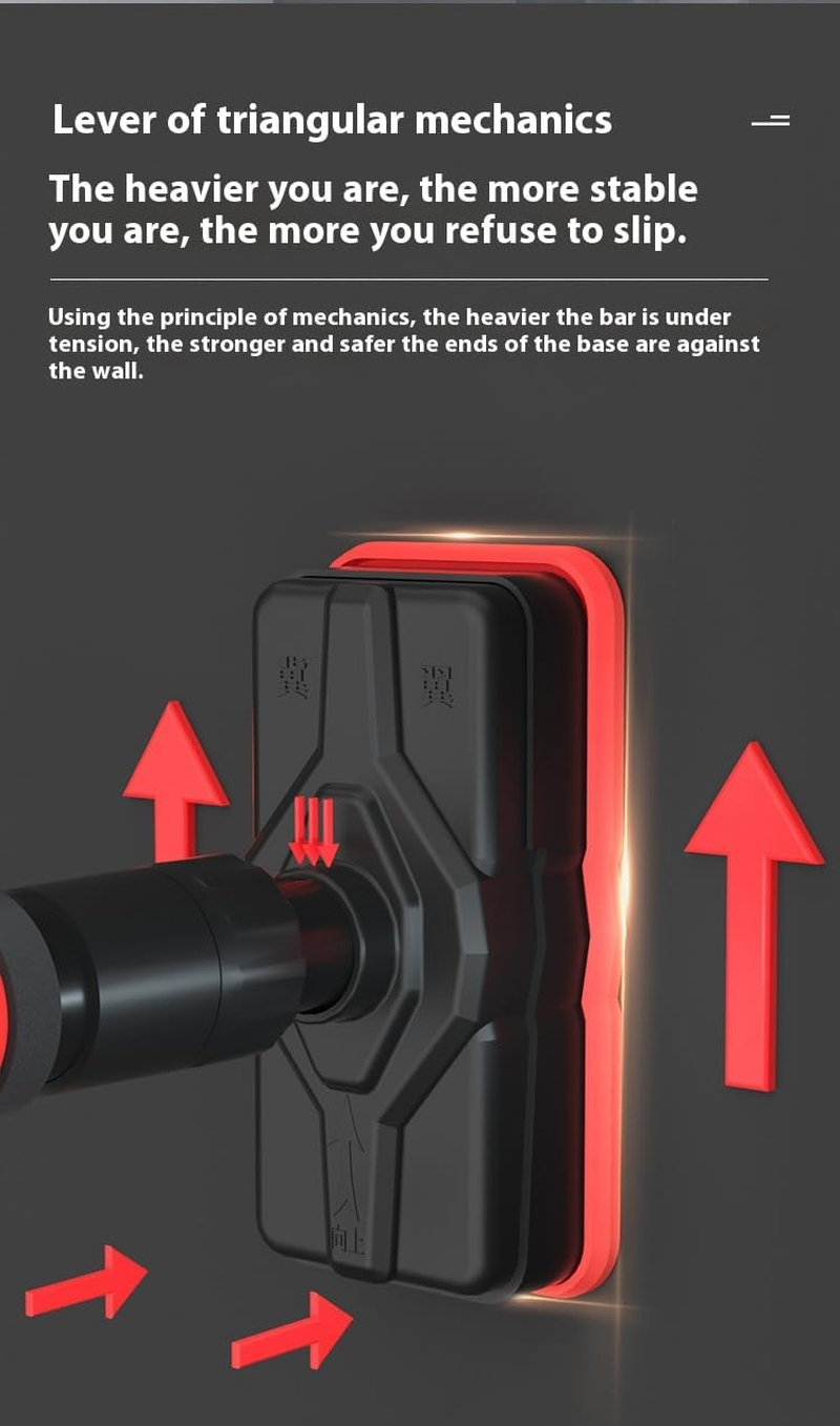 Doorway Pull up Bar with Rings, Pull up Bar for Doorway, Strength Training Chin up Bar without Screws, Adjustable Width Locking Mechanism Pullup Bar with Non-Slip, Doorway Pull up Bar for Home Gym Upper Body Workout image number 4