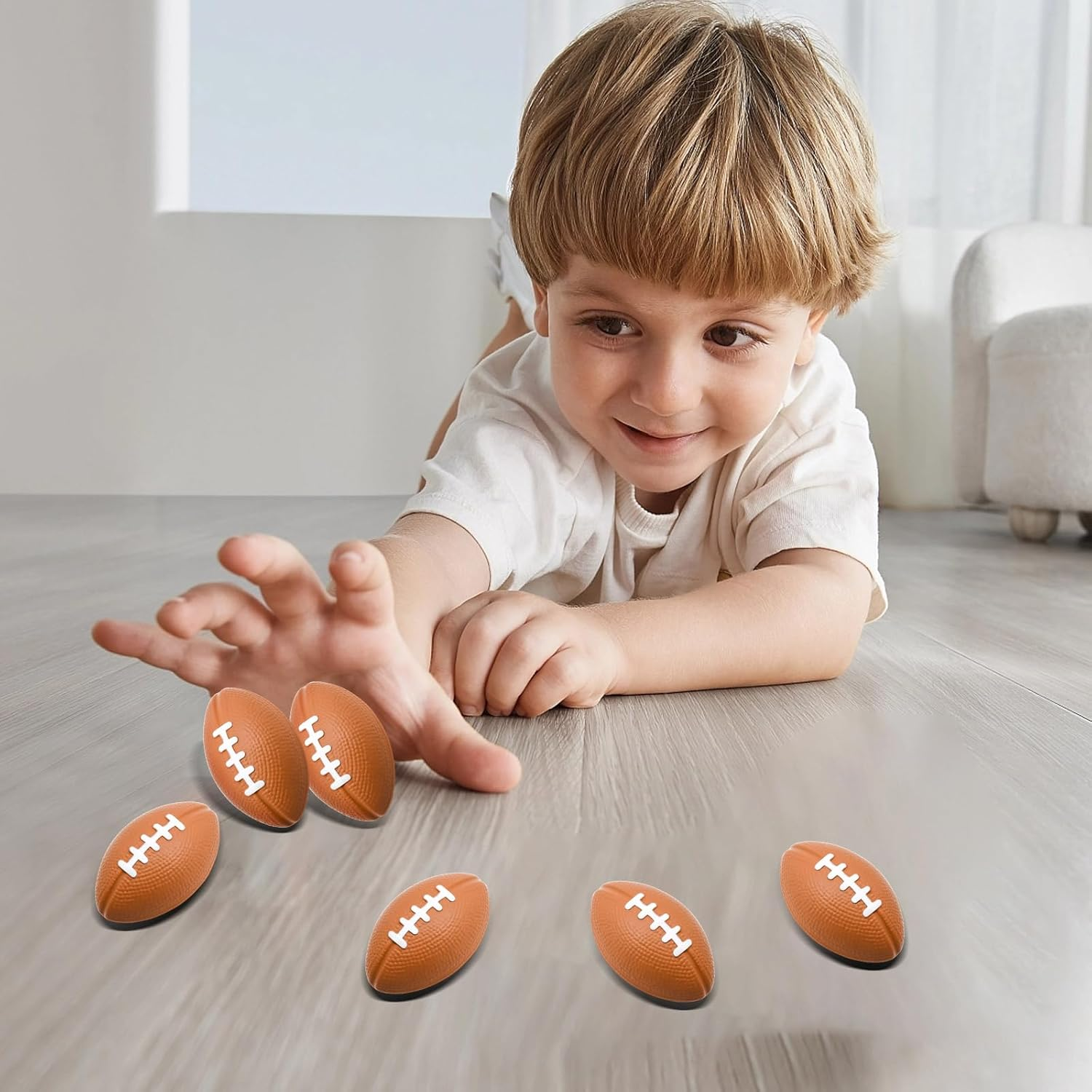 MIDELONG Mini Foam Footballs Stress Ball, Foam Sports Ball for Stress Relief, Football Party Holidays Decoration, School Carnival Reward, Party Bag Gift Fillers, 6 Pack image number 5